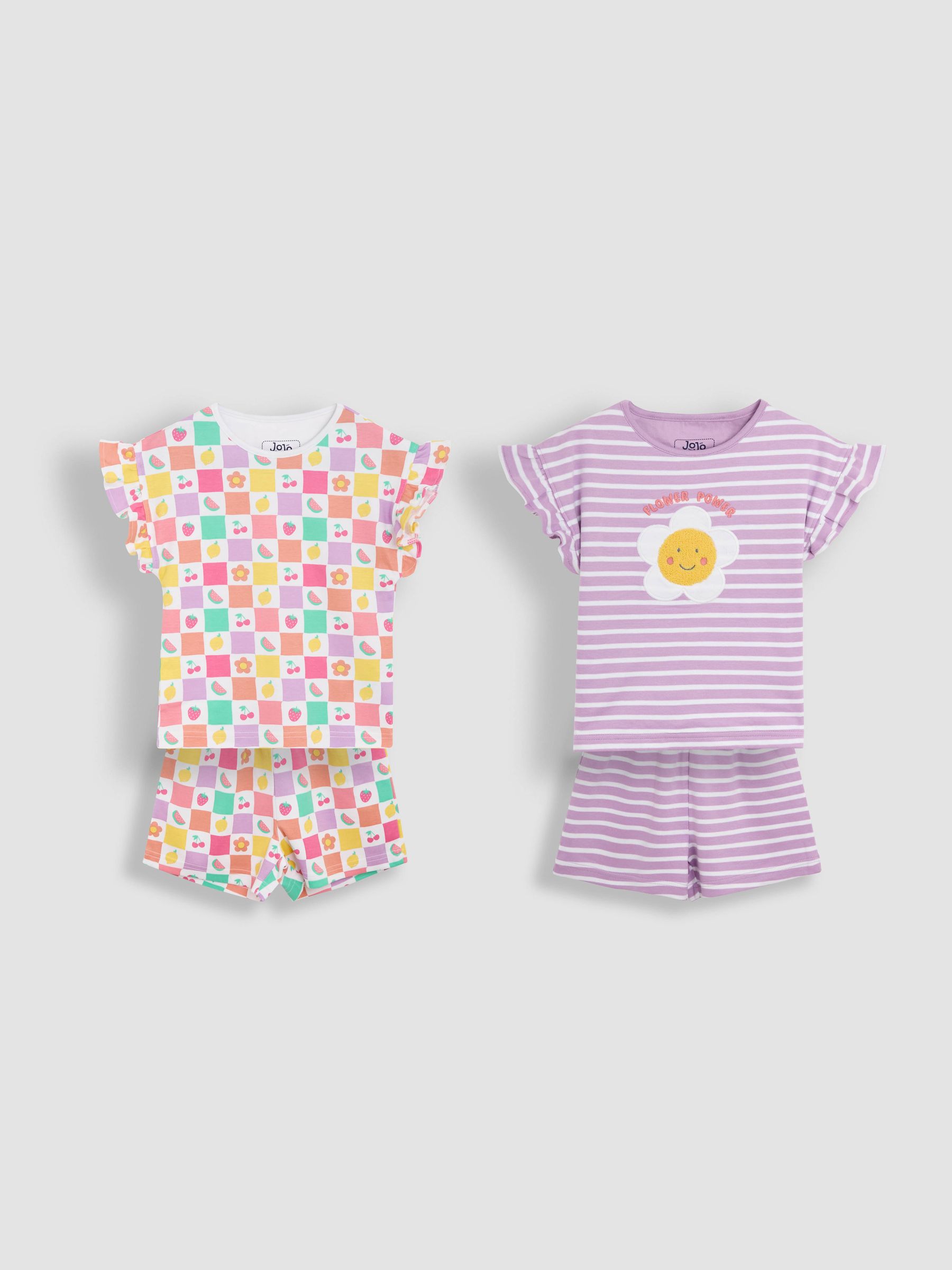 Lilac Print Short Jersey 100% Cotton Pyjamas 2 Pack