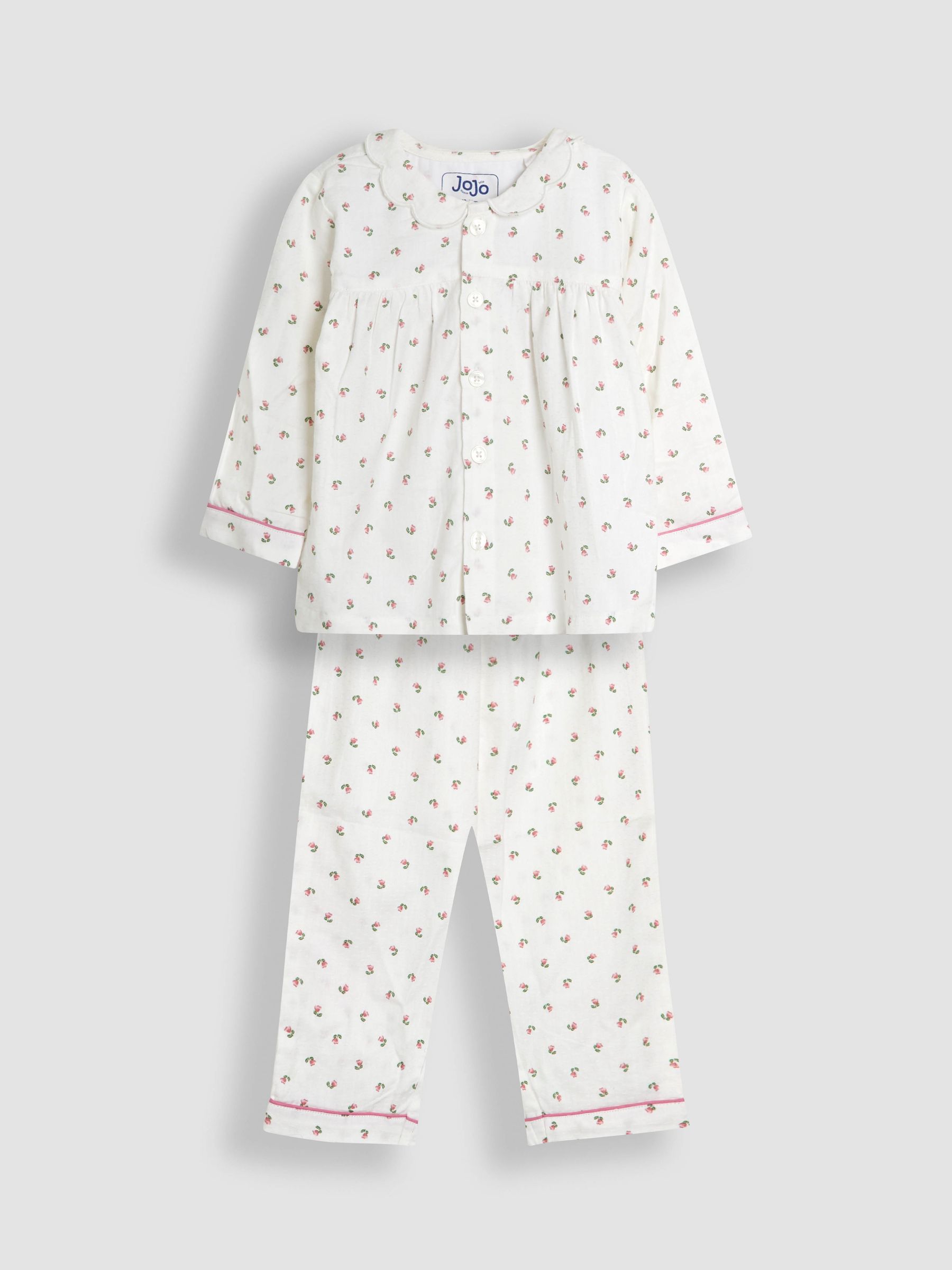 Cream Rose Print Classic Woven Pyjamas