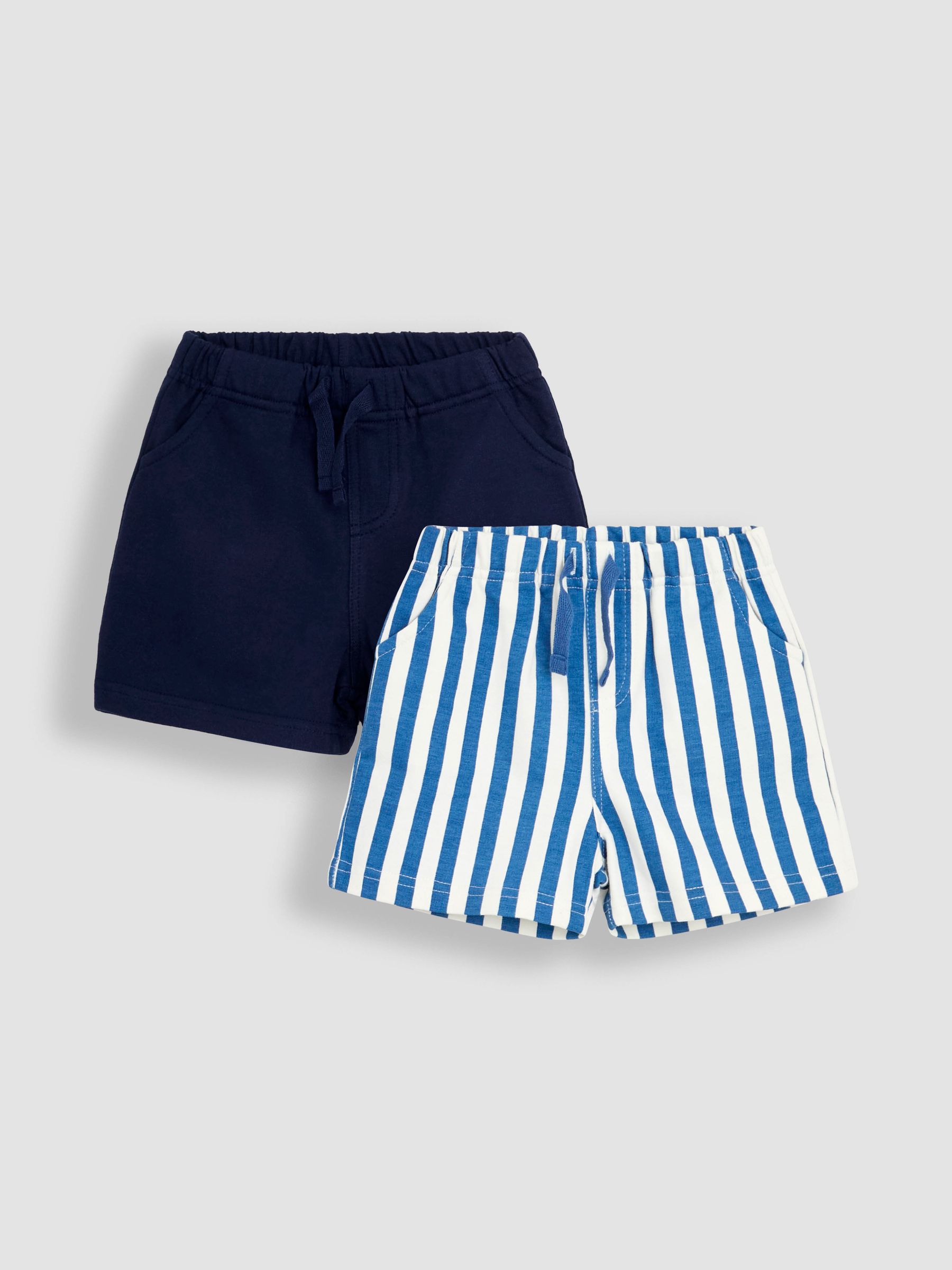 Blue Stripe & Navy Blue 2-Pack Stripe Jogger Shorts