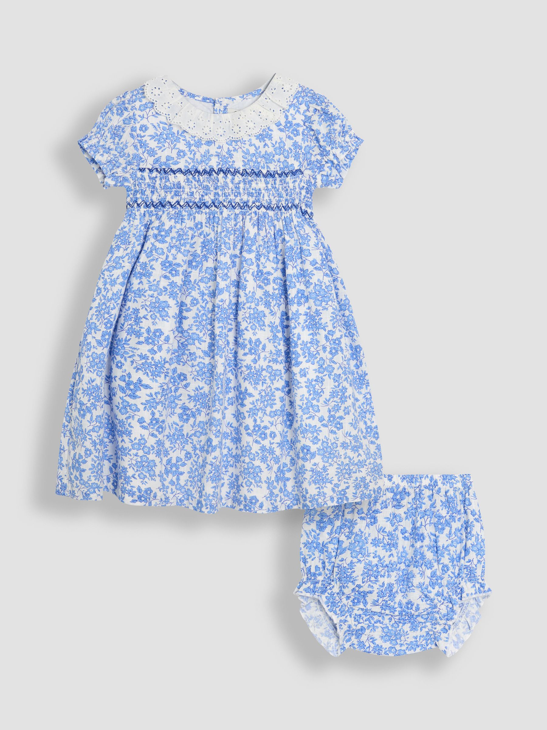 Pink Garden Floral Smocked Woven 100% Cotton Dress