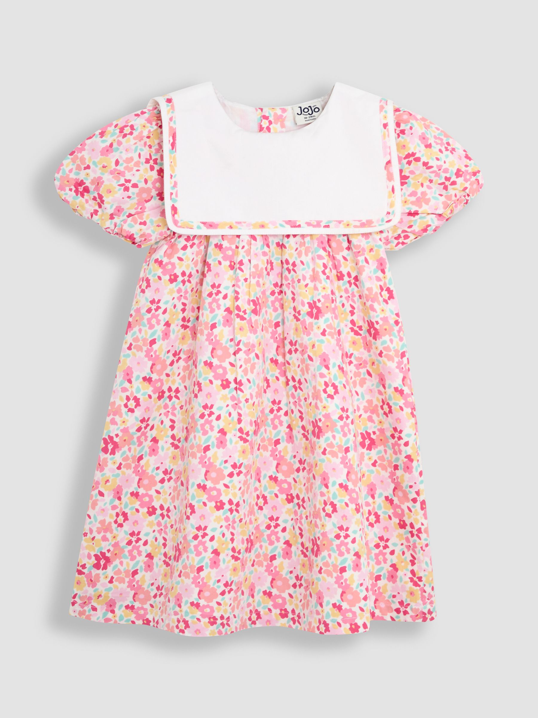 Pink Baby Floral Print Sailor Party Dress