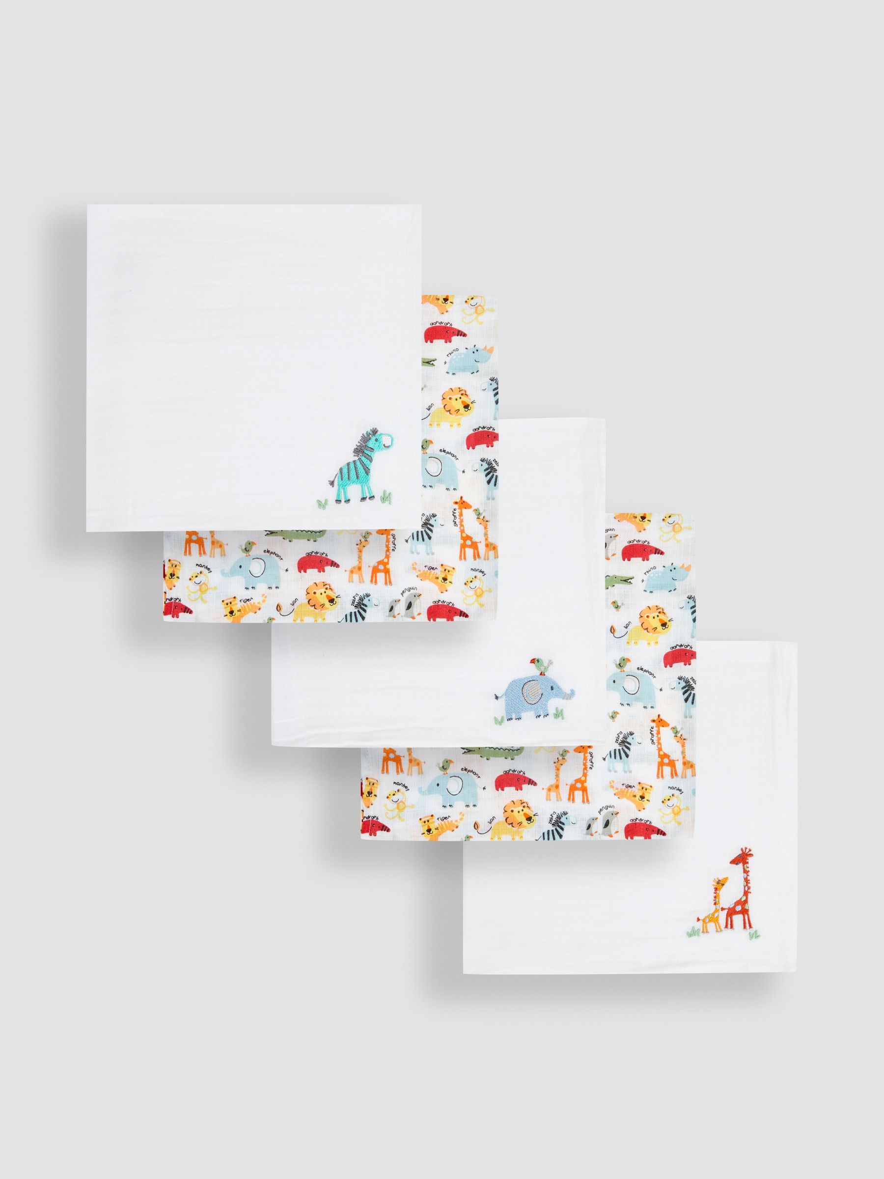 Hello World 5-Pack Embroidered Muslin Squares