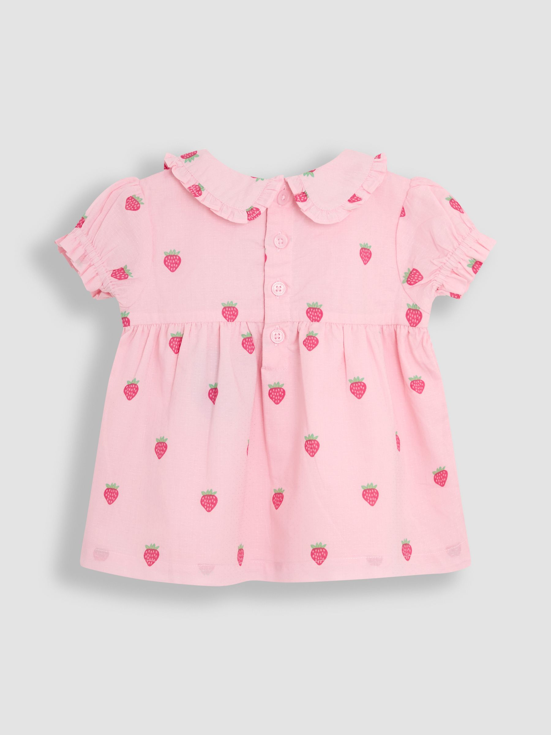 White Cherry Peter Pan Collar Smocked Blouse