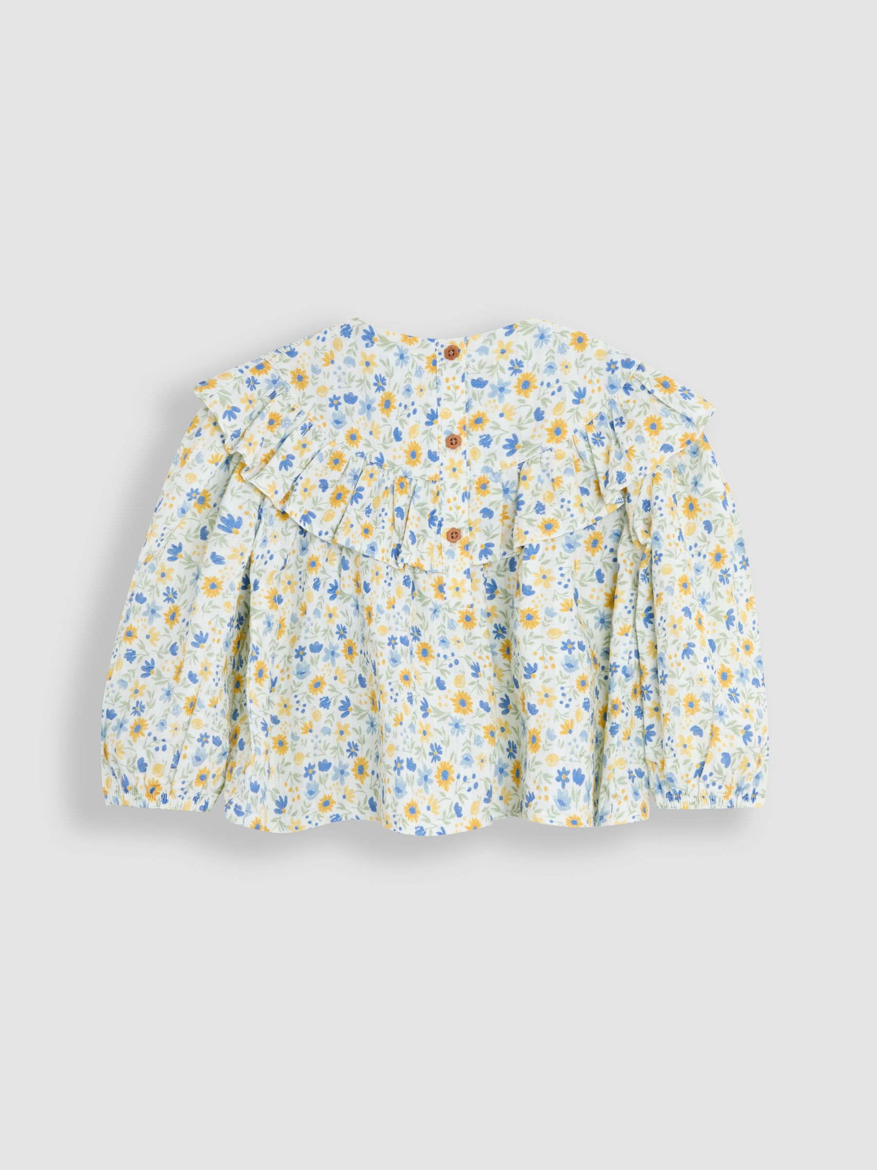 White Sunflower Smocked Ruffle Blouse
