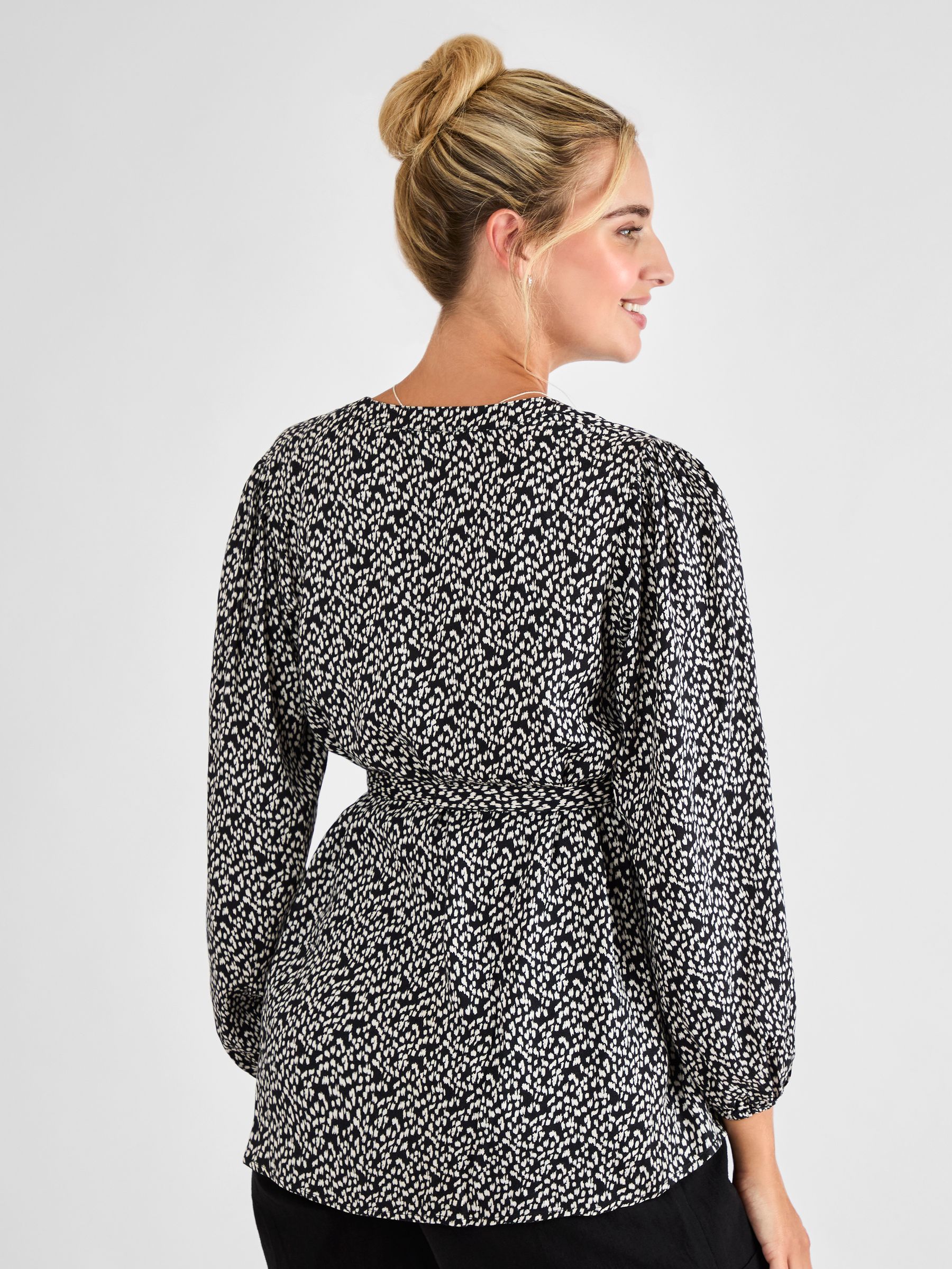 Black Long Sleeve Printed Maternity Blouse