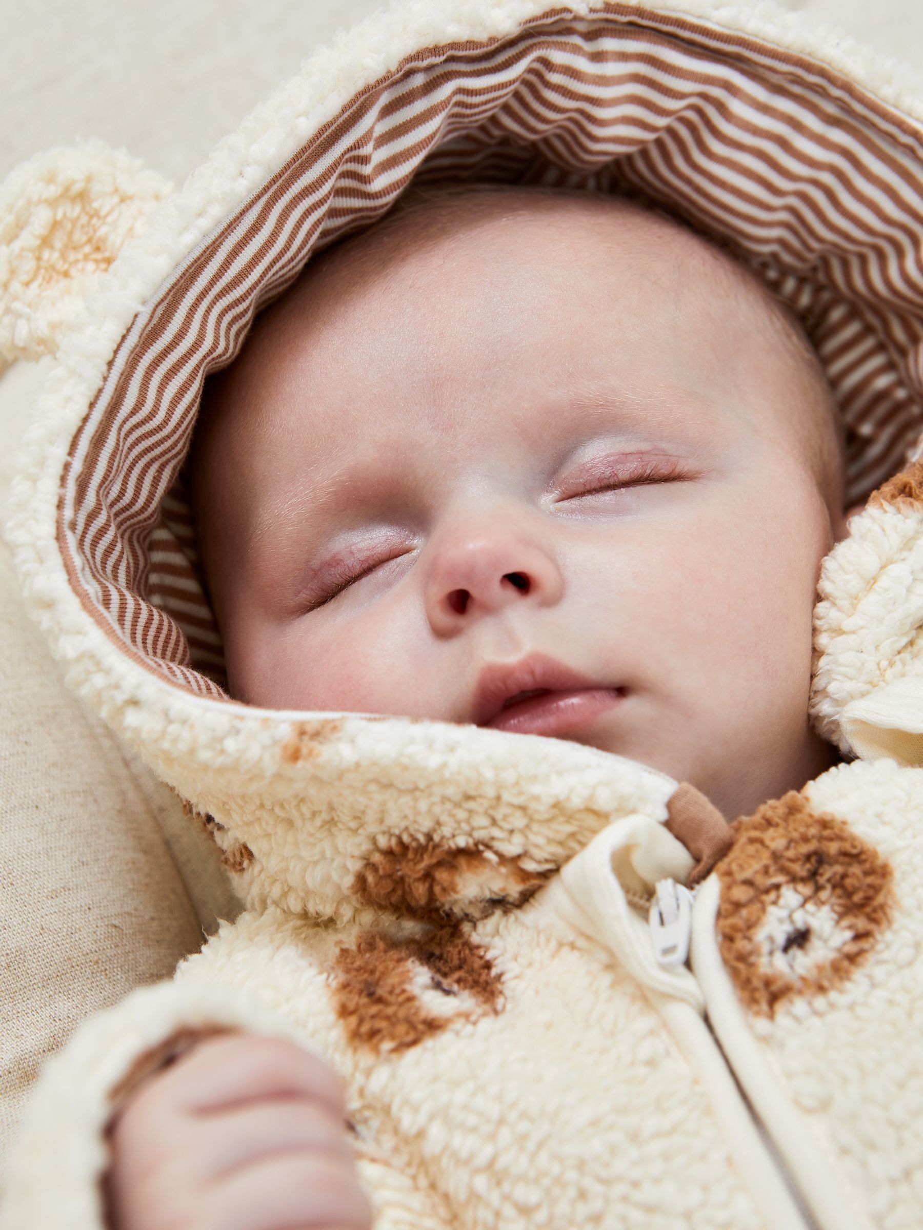 Cream Bear Print Cosy Pramsuit