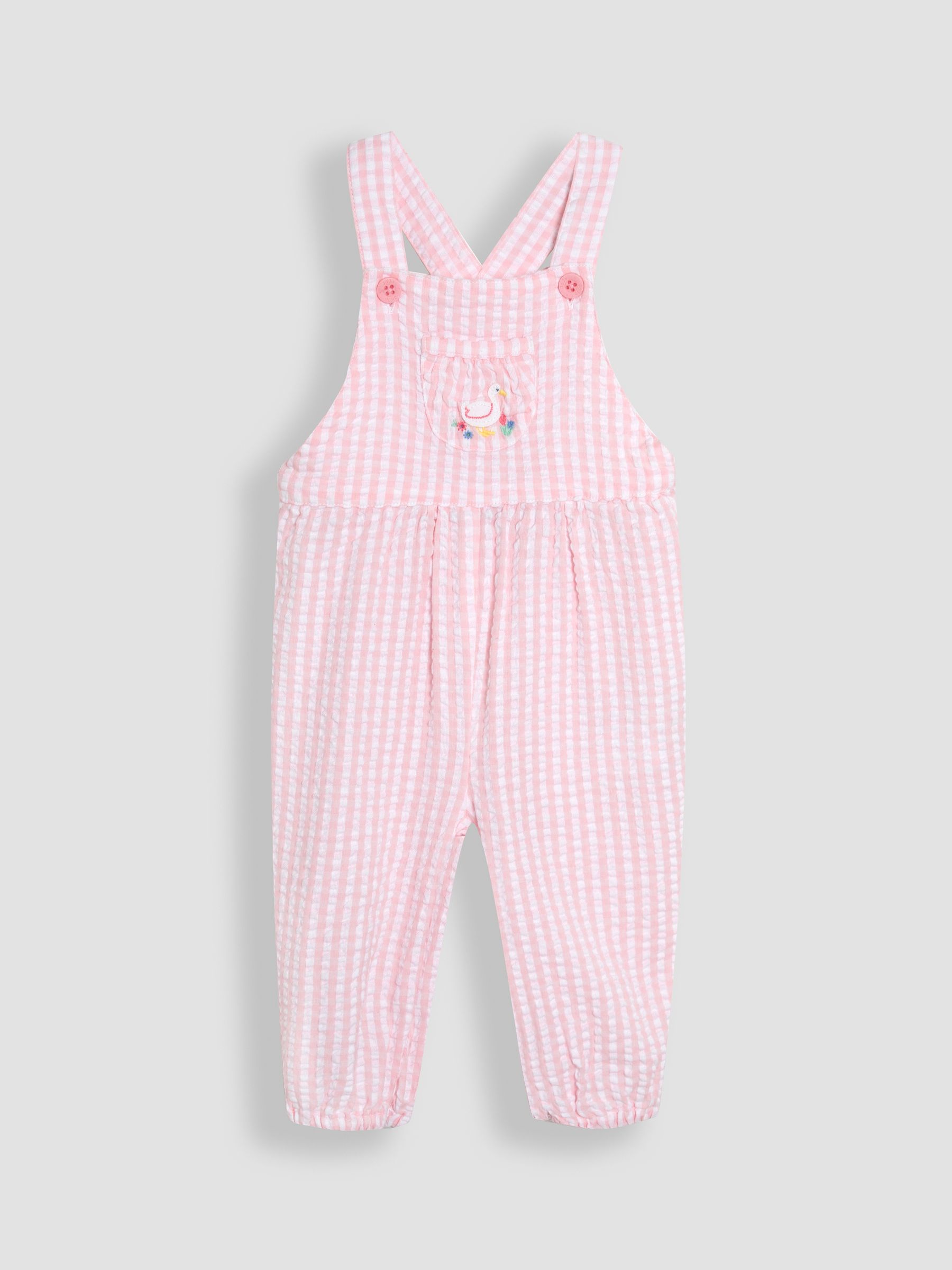 Pink Duck Embroidered Dungarees & Body Set 2 Piece
