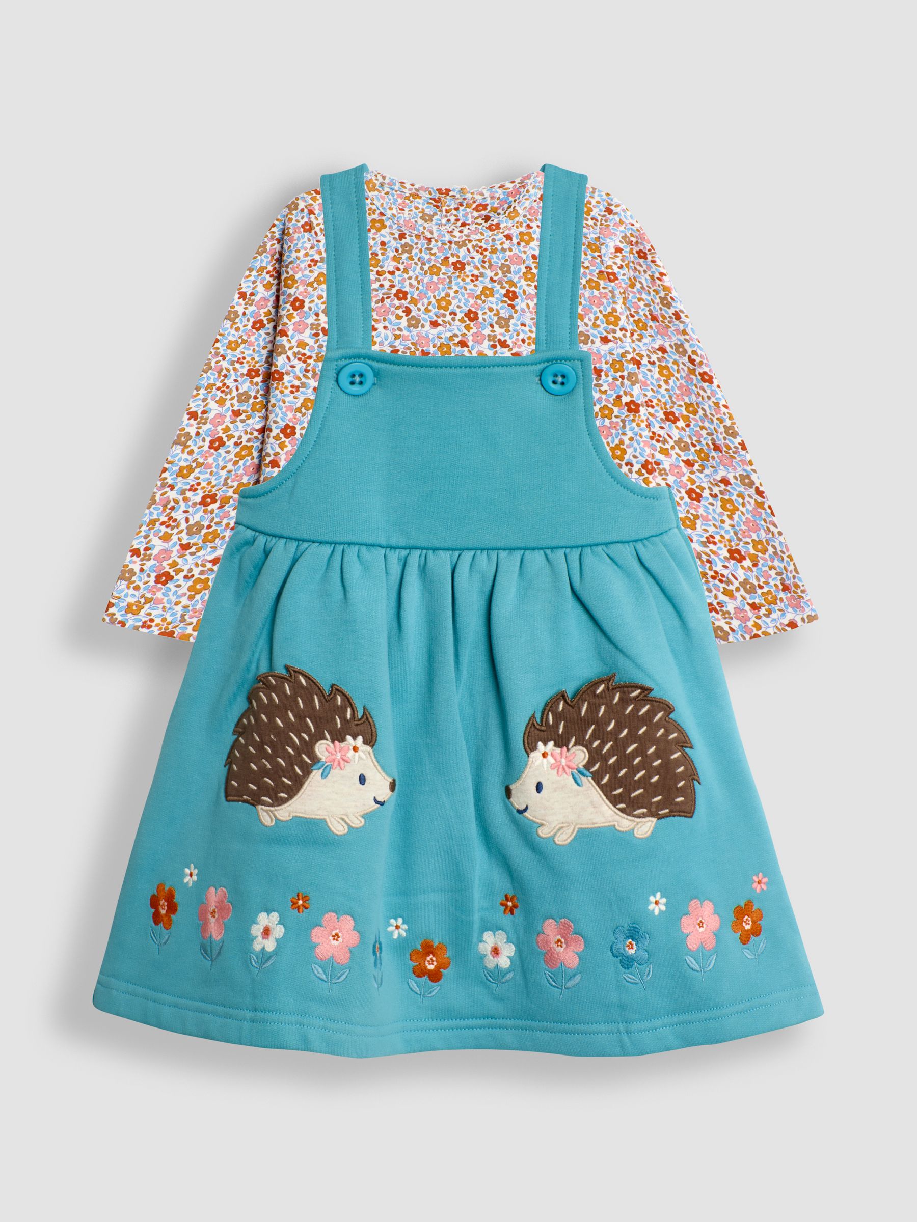 Duck Egg Appliqué Pinafore Dress & Top Set