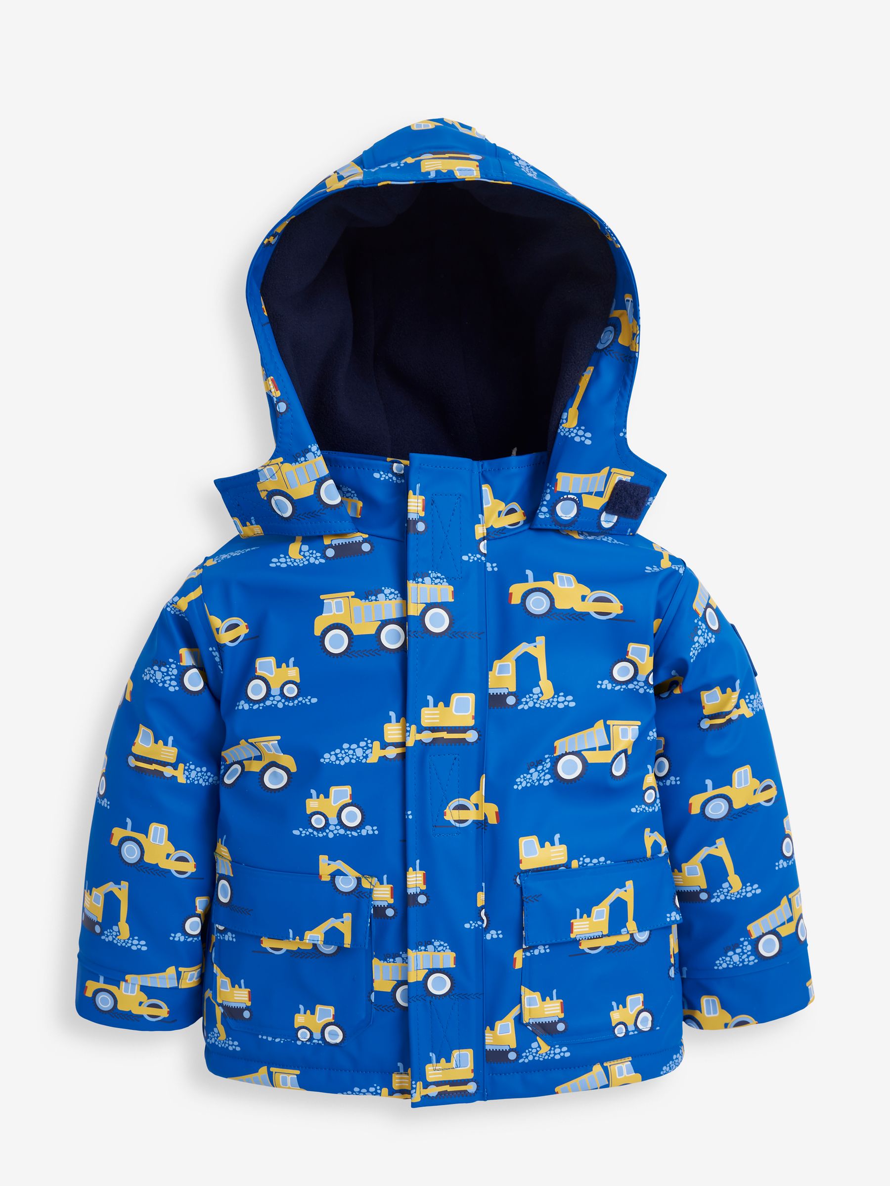 Cobalt Blue Digger Print Cosy Waterproof Jacket