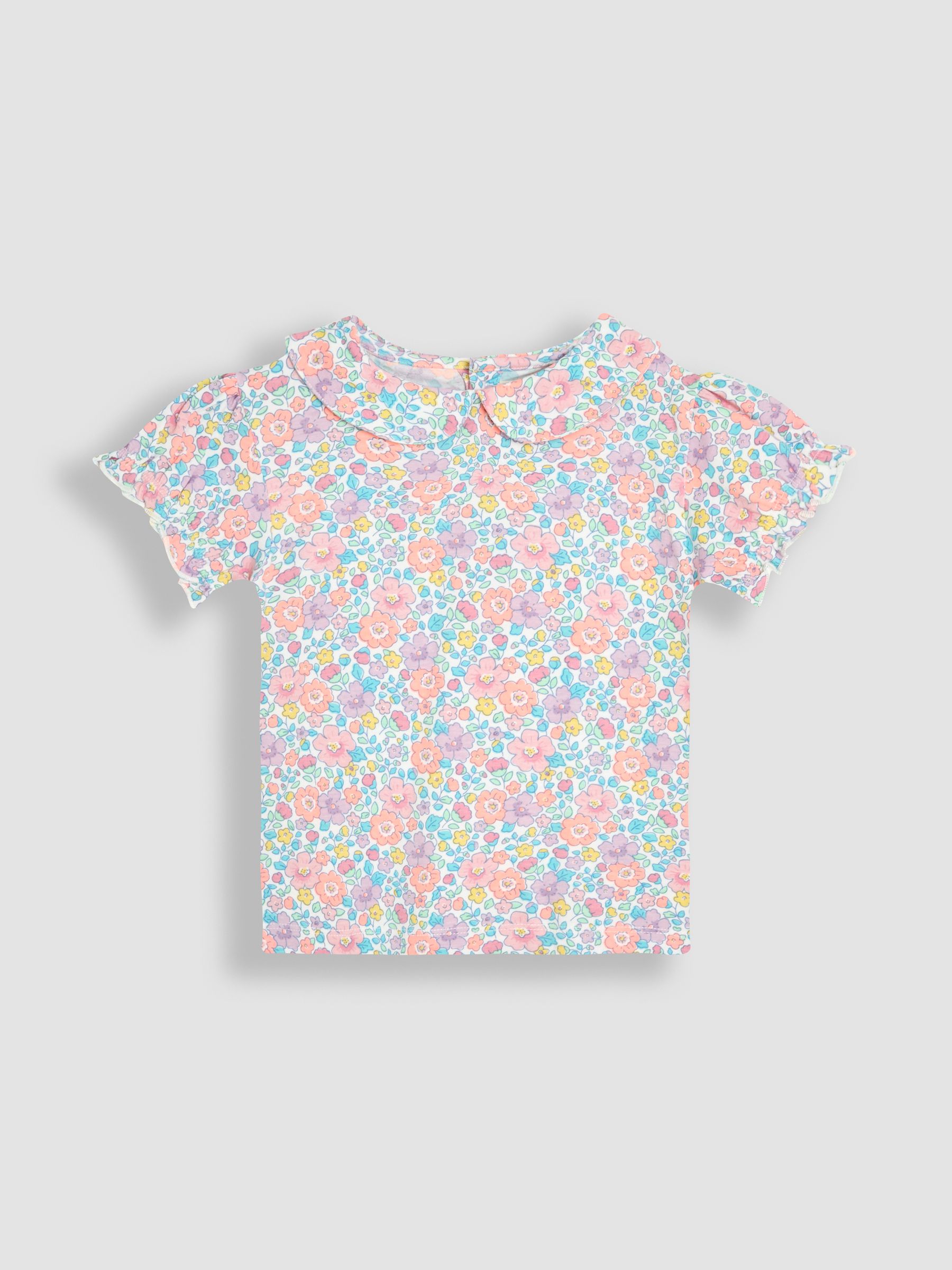 Lilac Purple Floral 2-Pack Puff Sleeve Collared T-Shirts