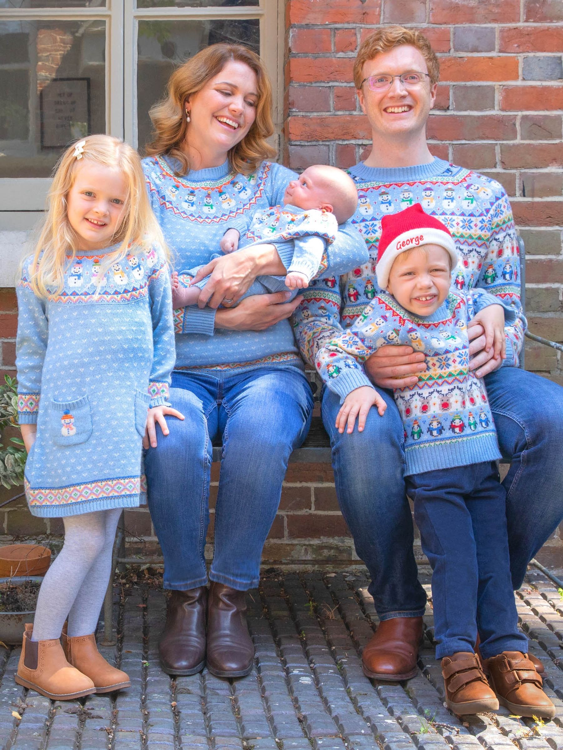 Blue Snowman Fairisle Pattern Knitted Dress