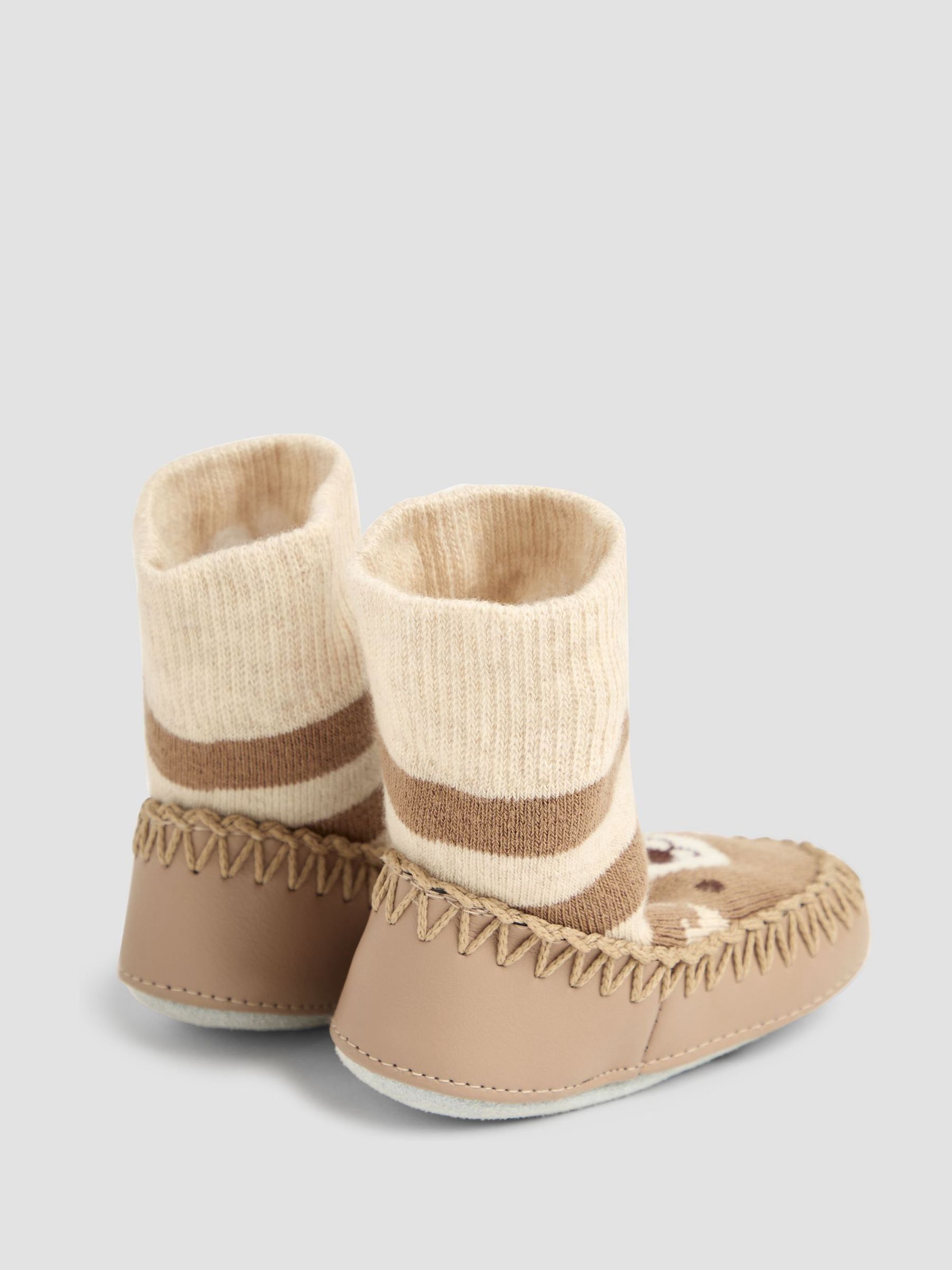 Navy Blue Fox Moccasin Slipper Socks