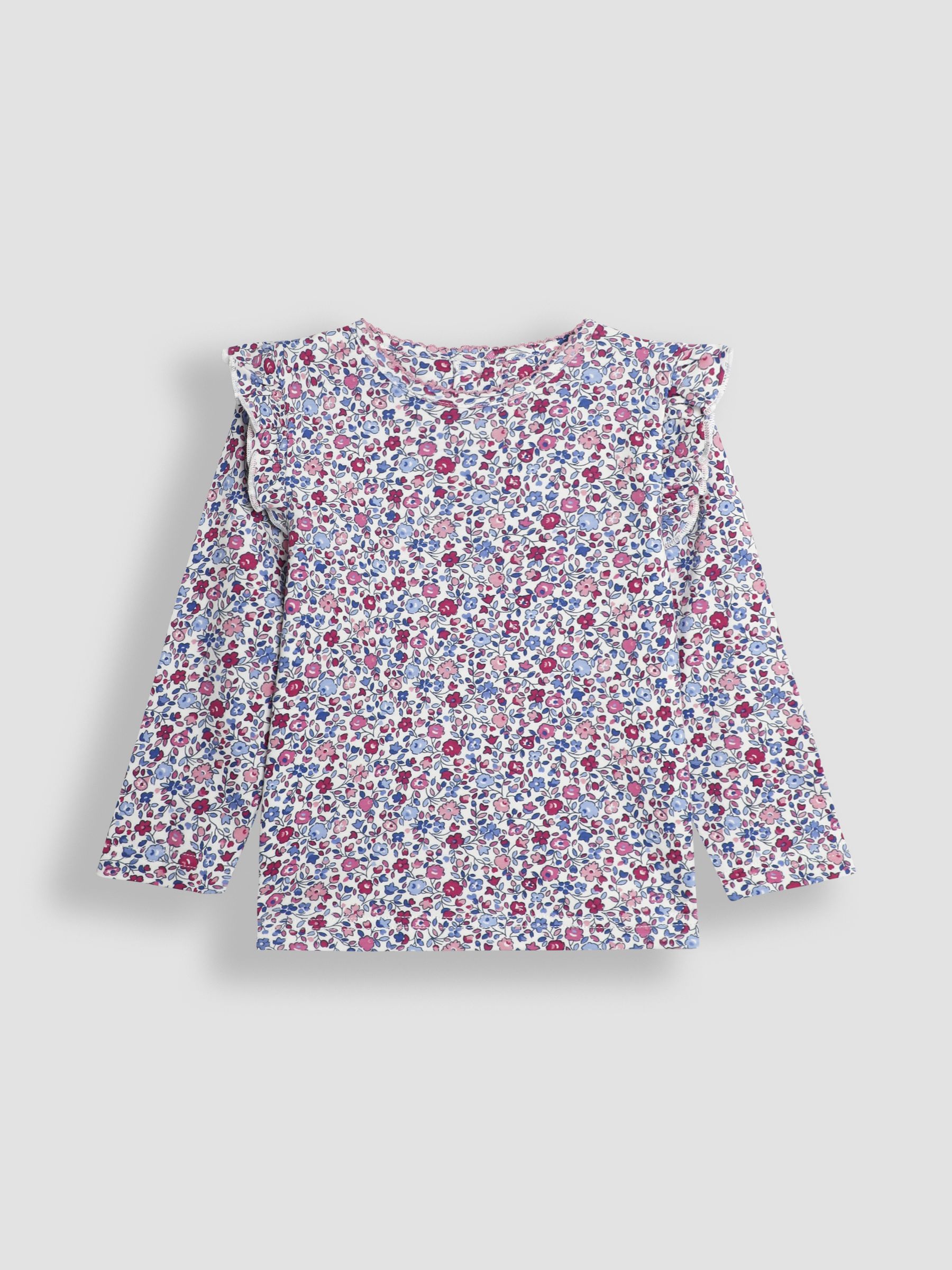 Purple 2-Pack Ditsy Floral & Stripe Frill Tops