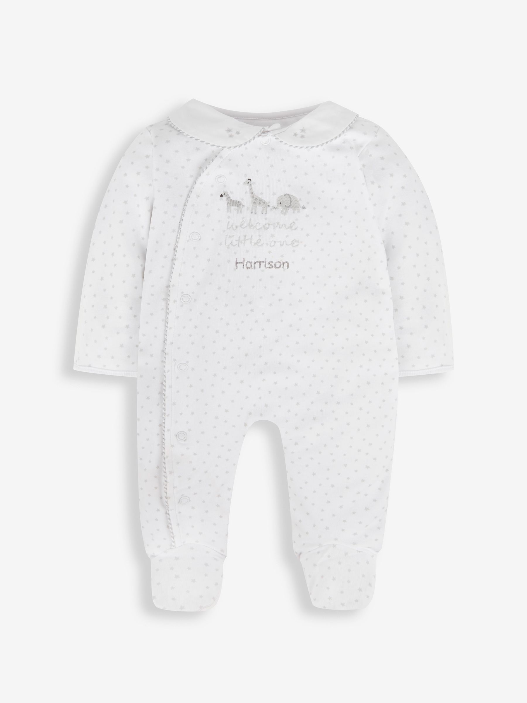 White Personalised Welcome Little One Sleepsuit