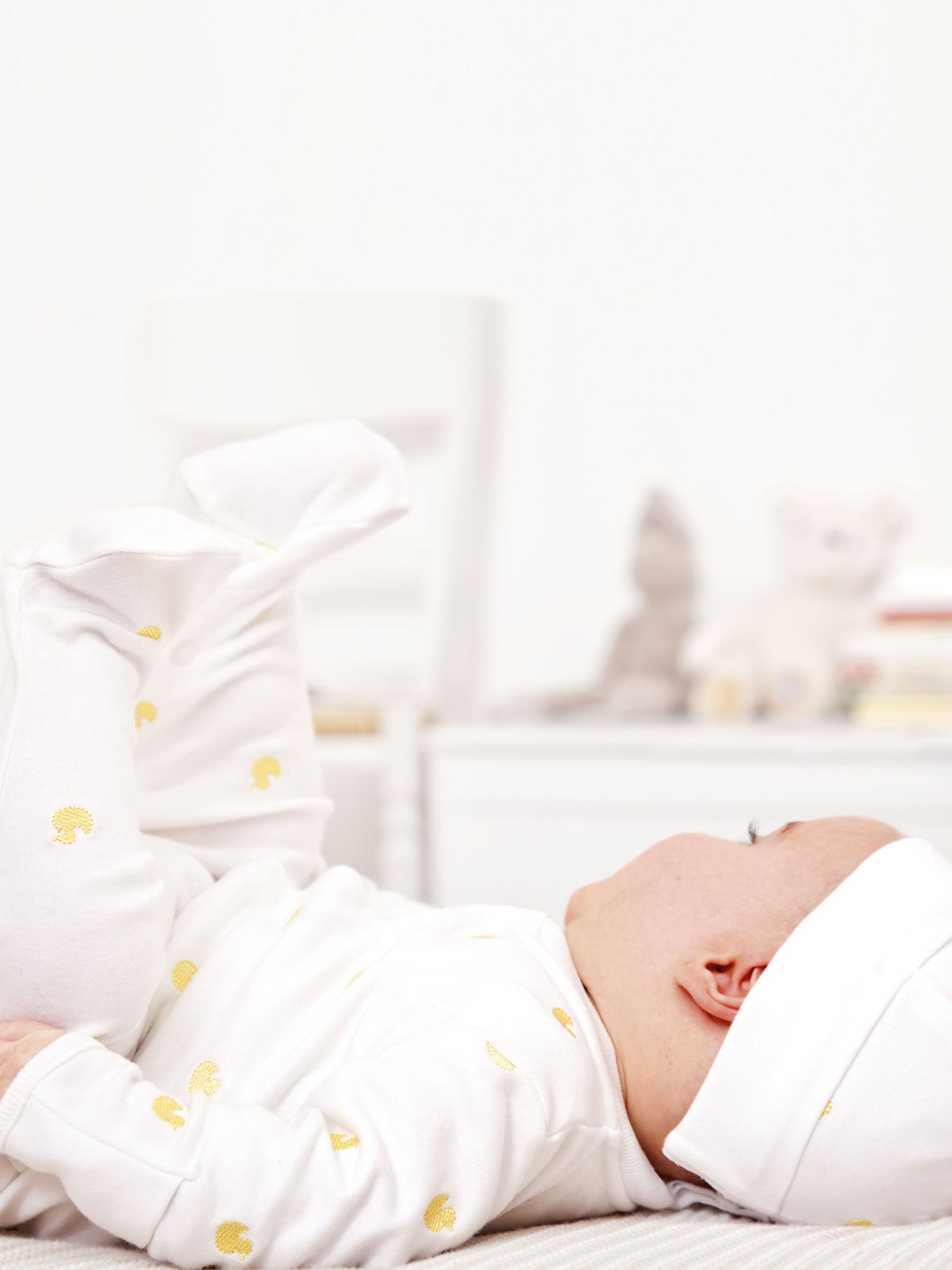 Yellow 100% Organic Cotton Duck Embroidered Sleepsuit
