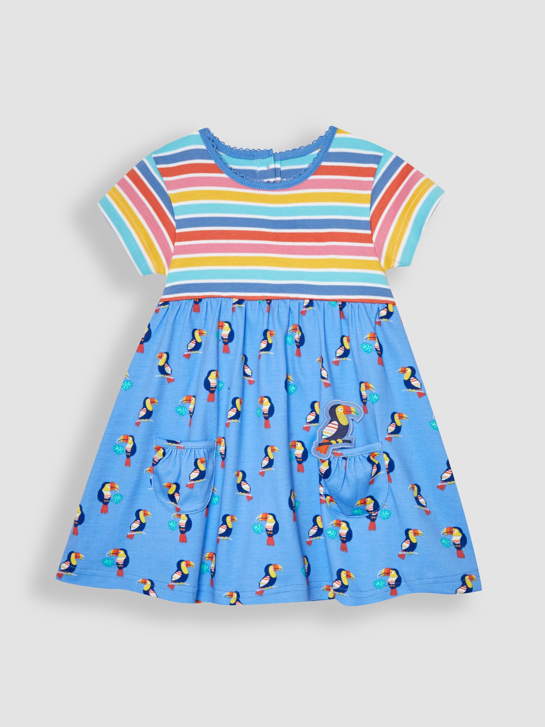 Blue Toucan Mix & Match With Pet In Pocket Jersey Dress
