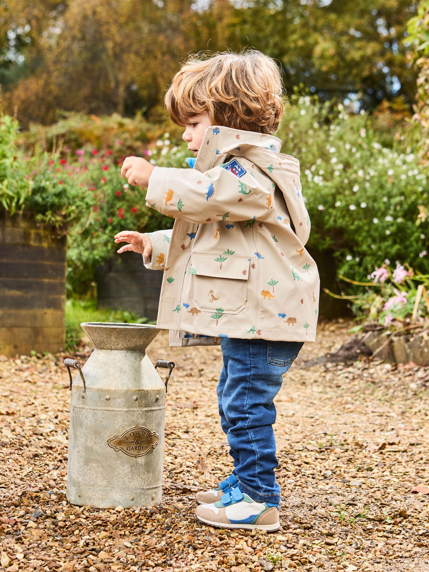 Natural Dinosaur Print Waterproof Jacket