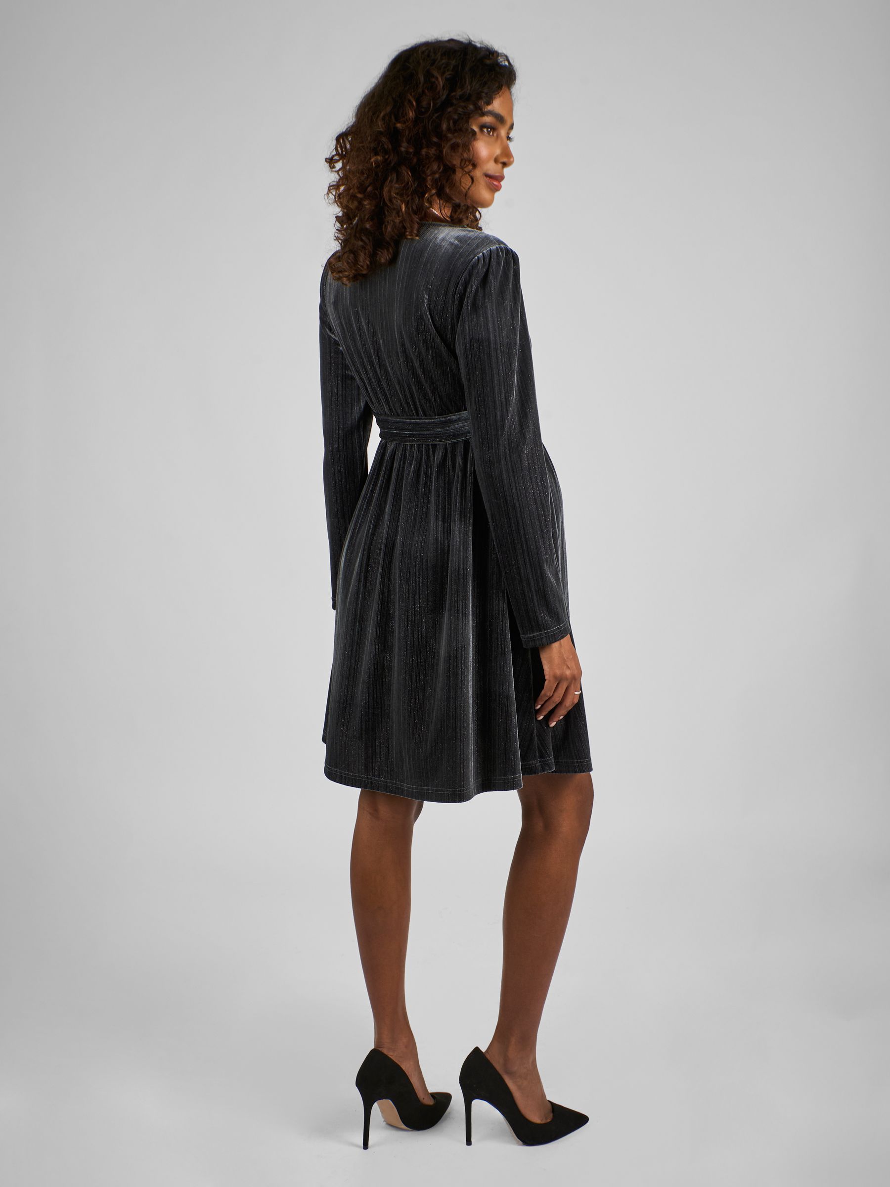 Charcoal Sparkle V-Neck Maternity Mini Dress