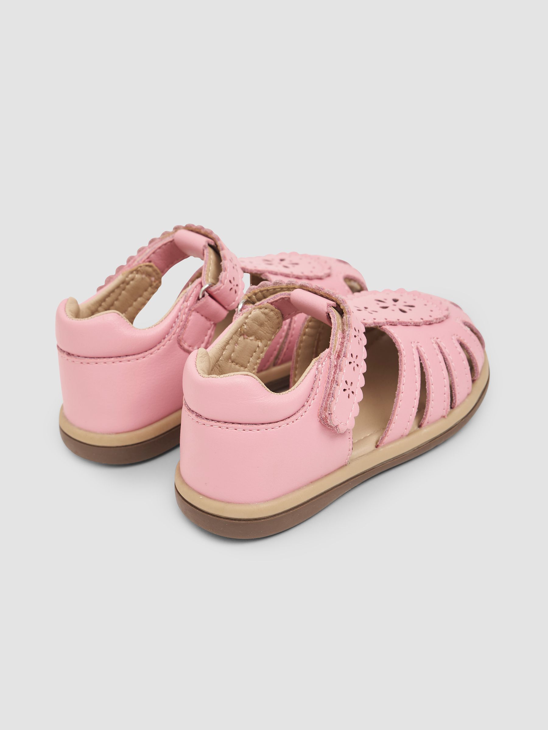 Pink Pretty Leather Closed Toe Sandals