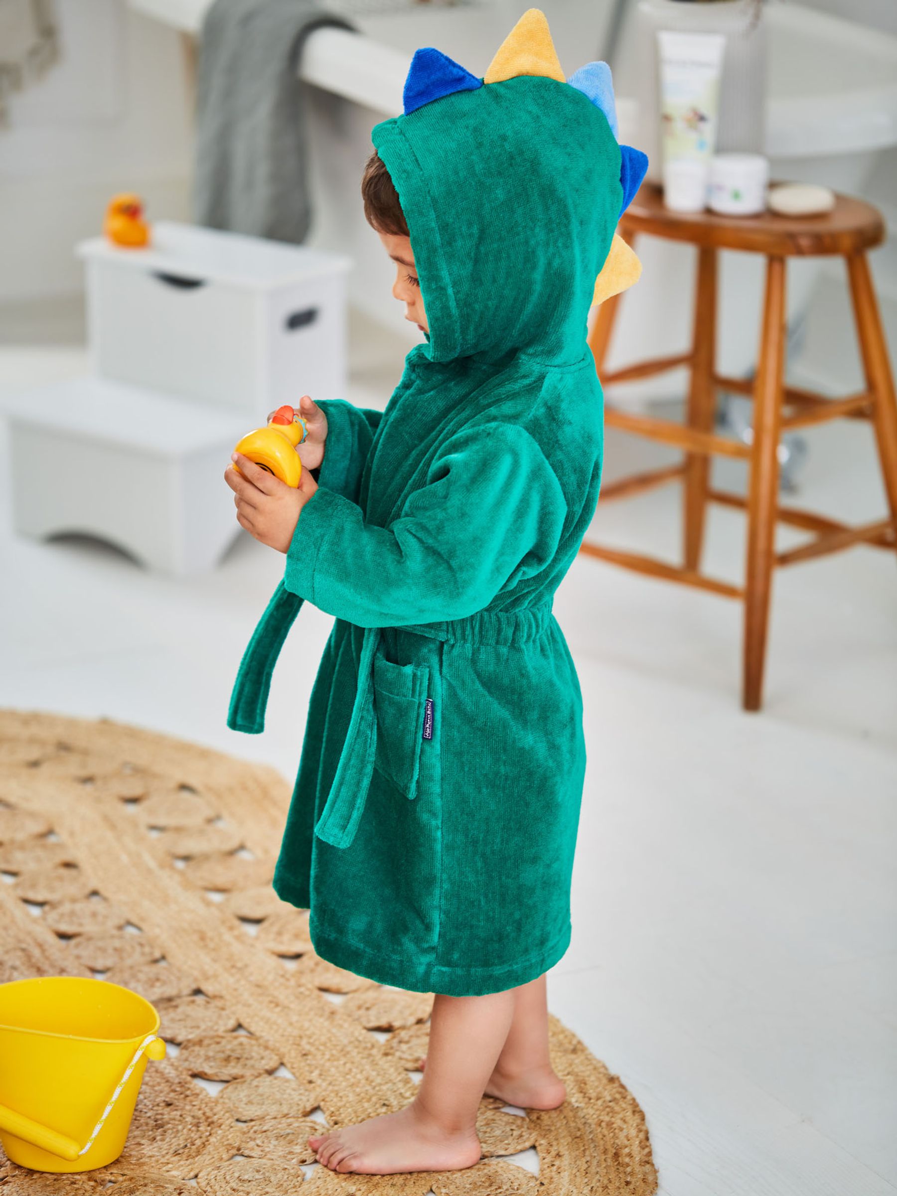 Green Personalised Dinosaur Cotton Dressing Gown