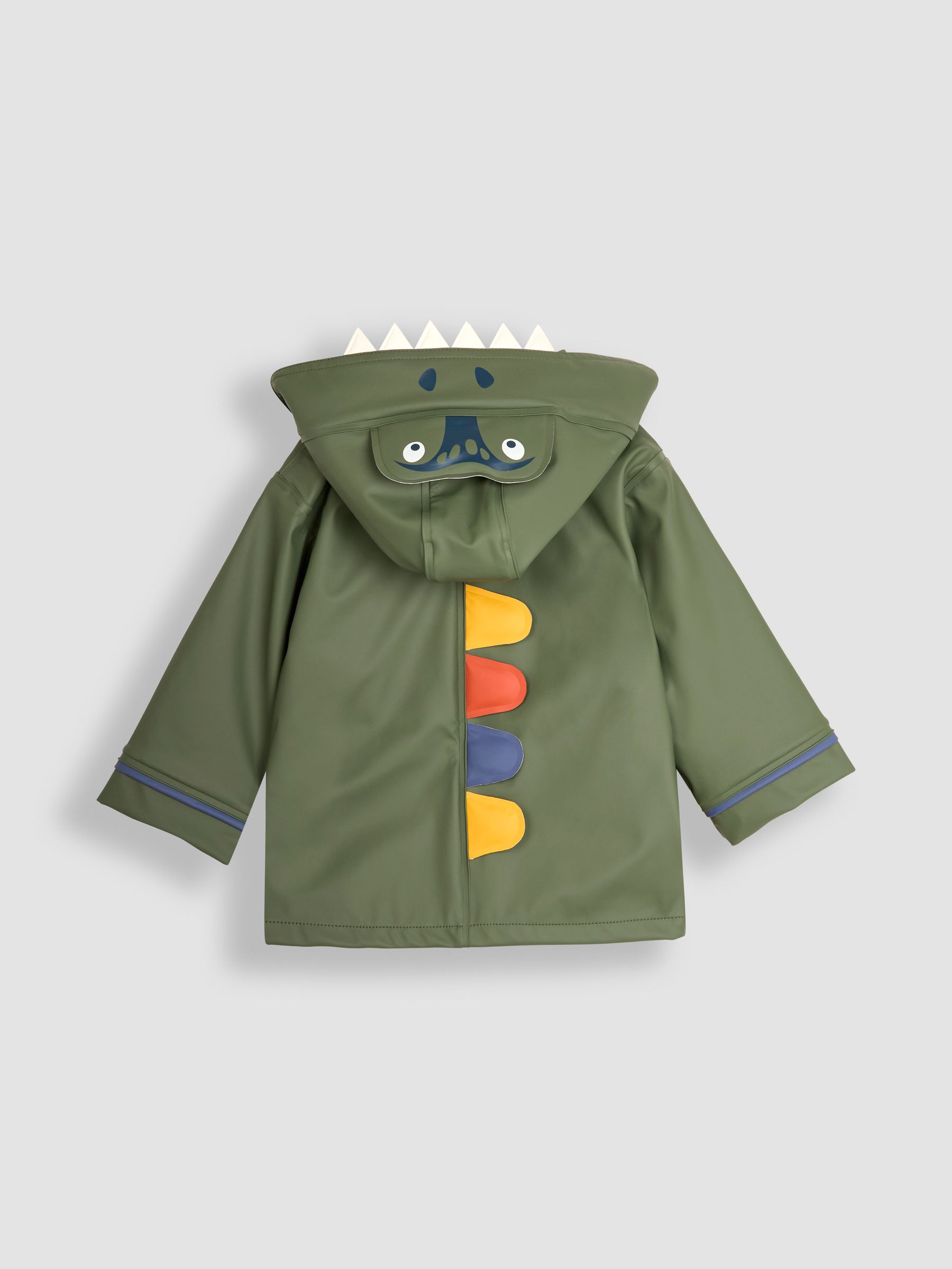 Green Dinosaur Applique Pocket Cosy Waterproof Jacket