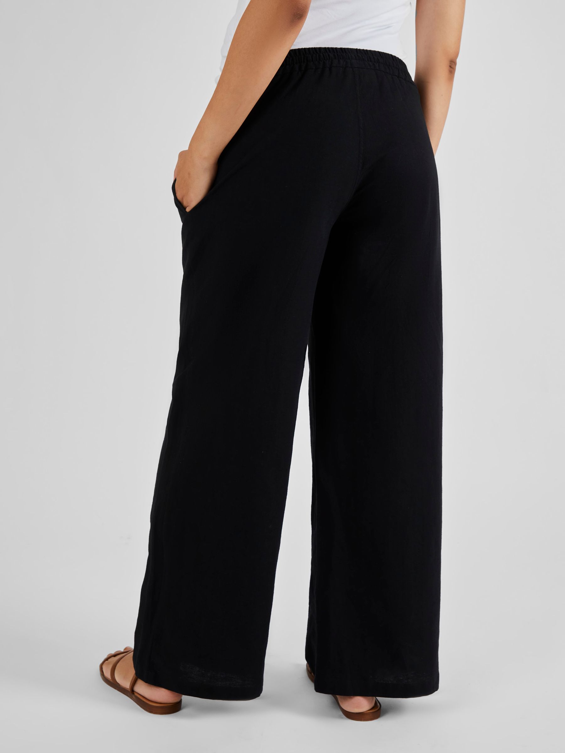 Black Linen Blend Maternity Trousers