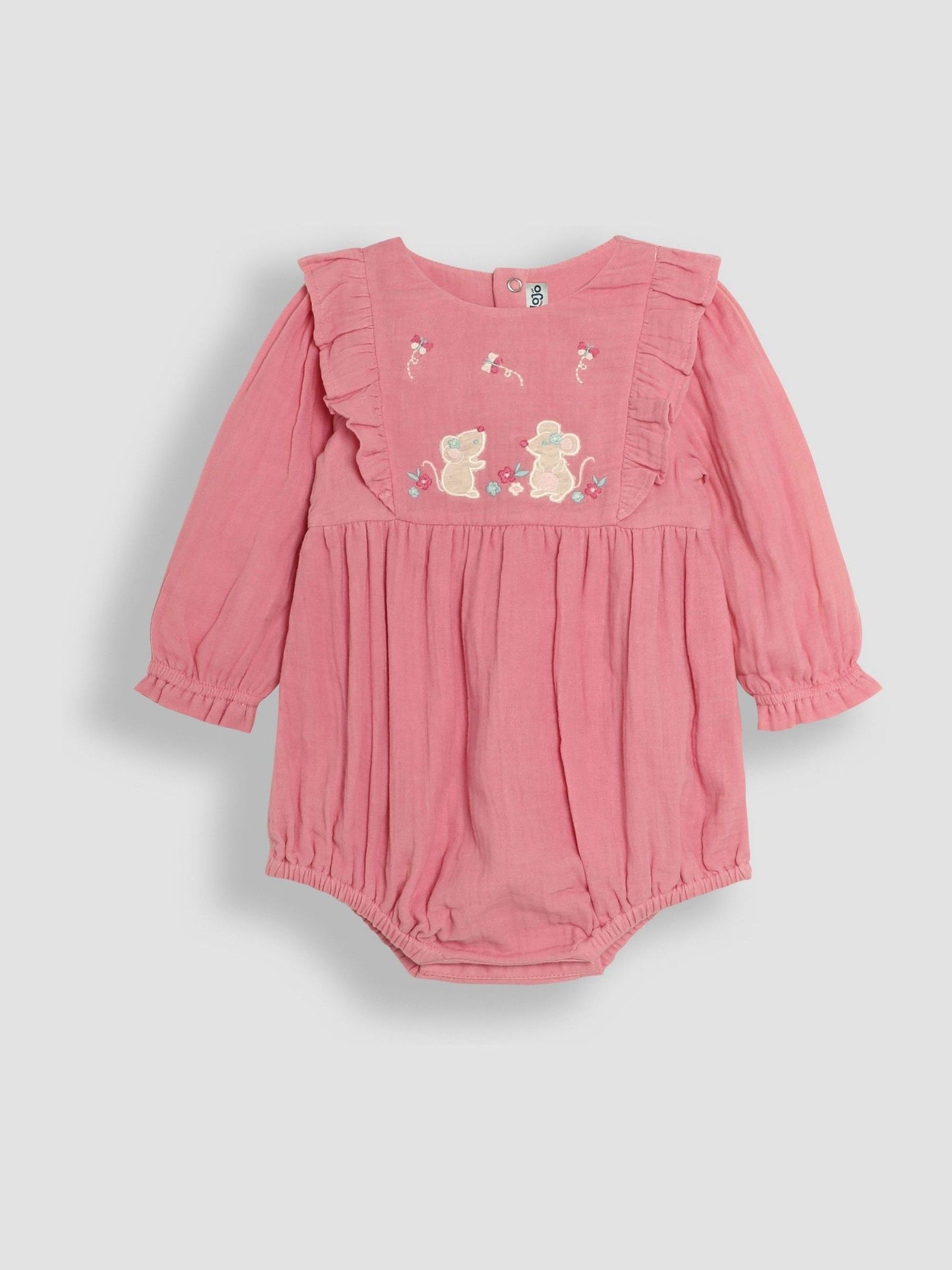 Pink Body 3 Piece Embroidered Muslin And Tights Set
