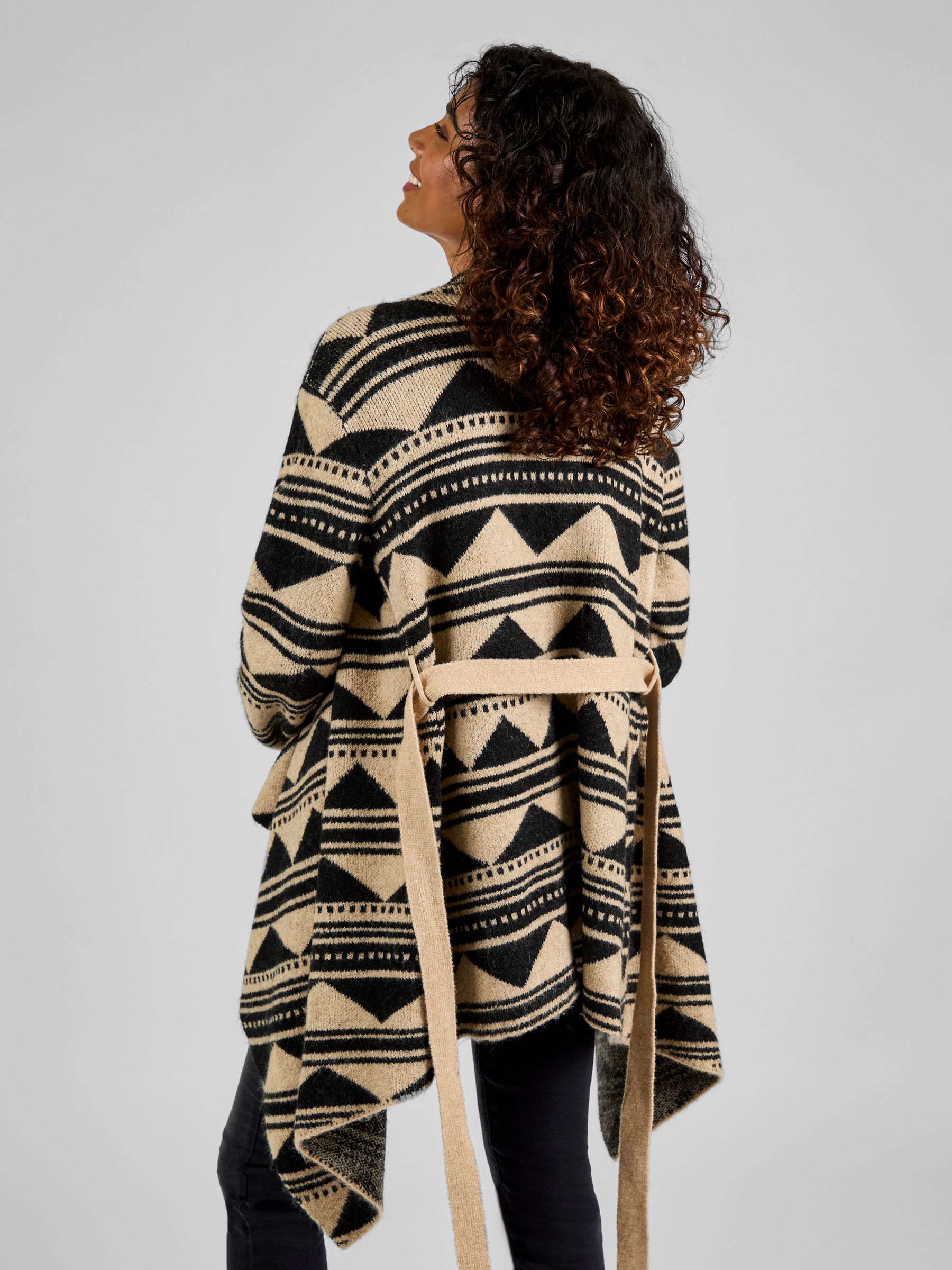 Natural & Black Print Drape Maternity & Nursing Cardigan
