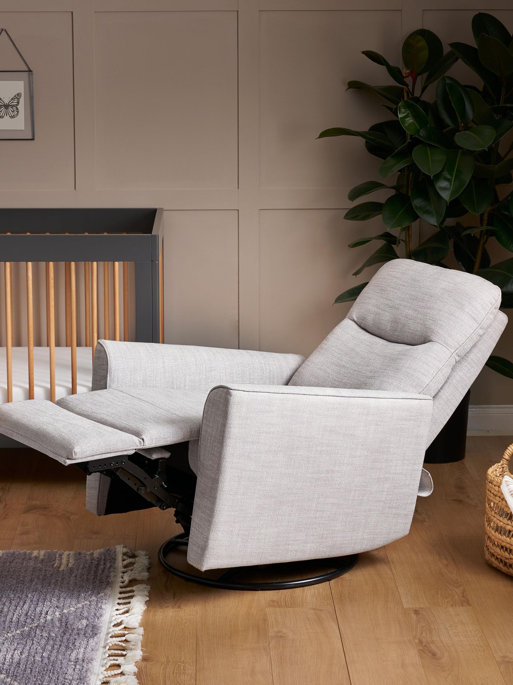 Obaby Grey Madison Swivel Glider Recliner Nursing Chair