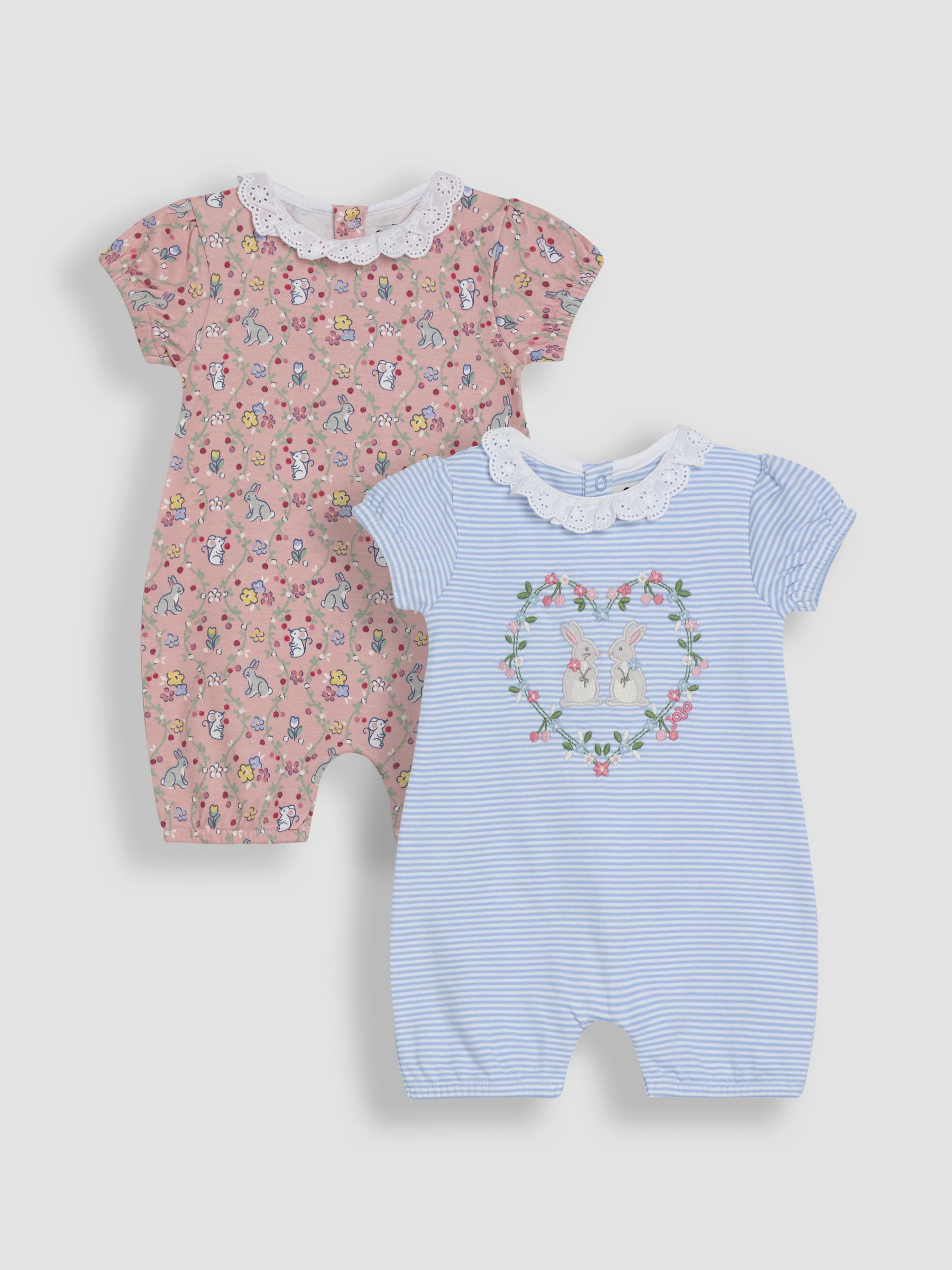Pink Mouse Applique 2 Pack Broderie Collar Rompers