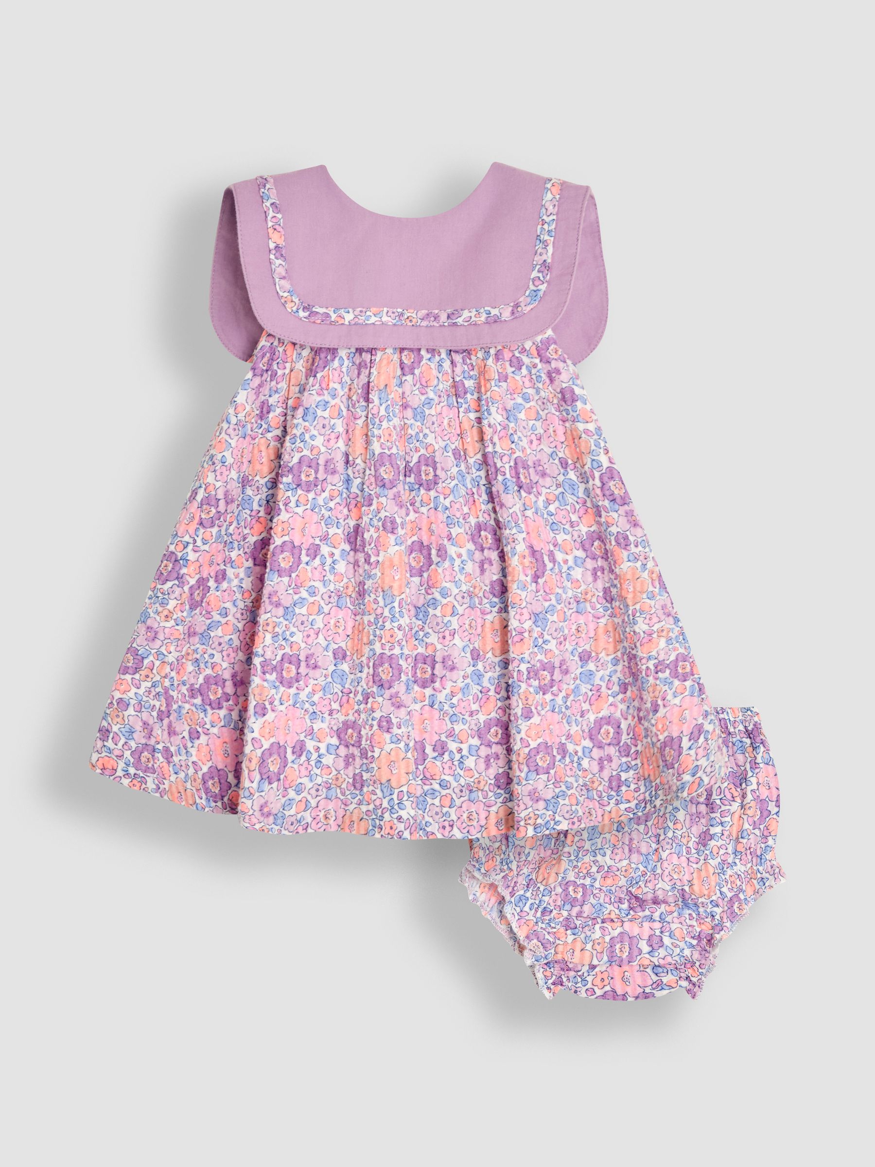 Lilac Purple Jungle Floral Sailor Front Baby Dress