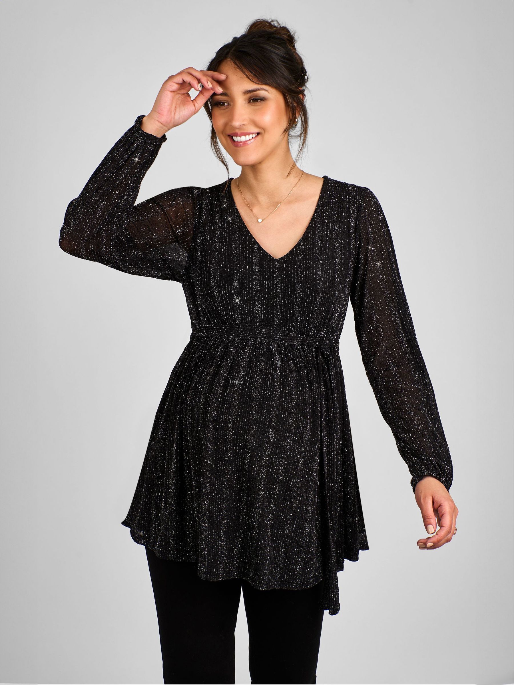 Black Maternity Sparkle Top