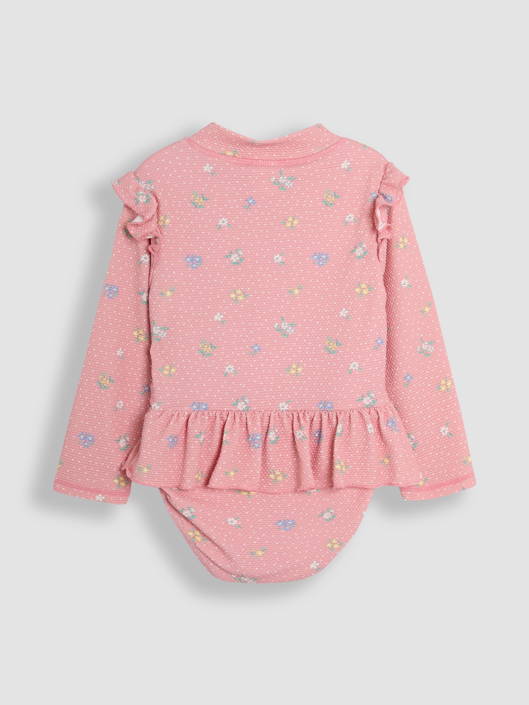 Pink Textured Long Sleeve Swimsuit