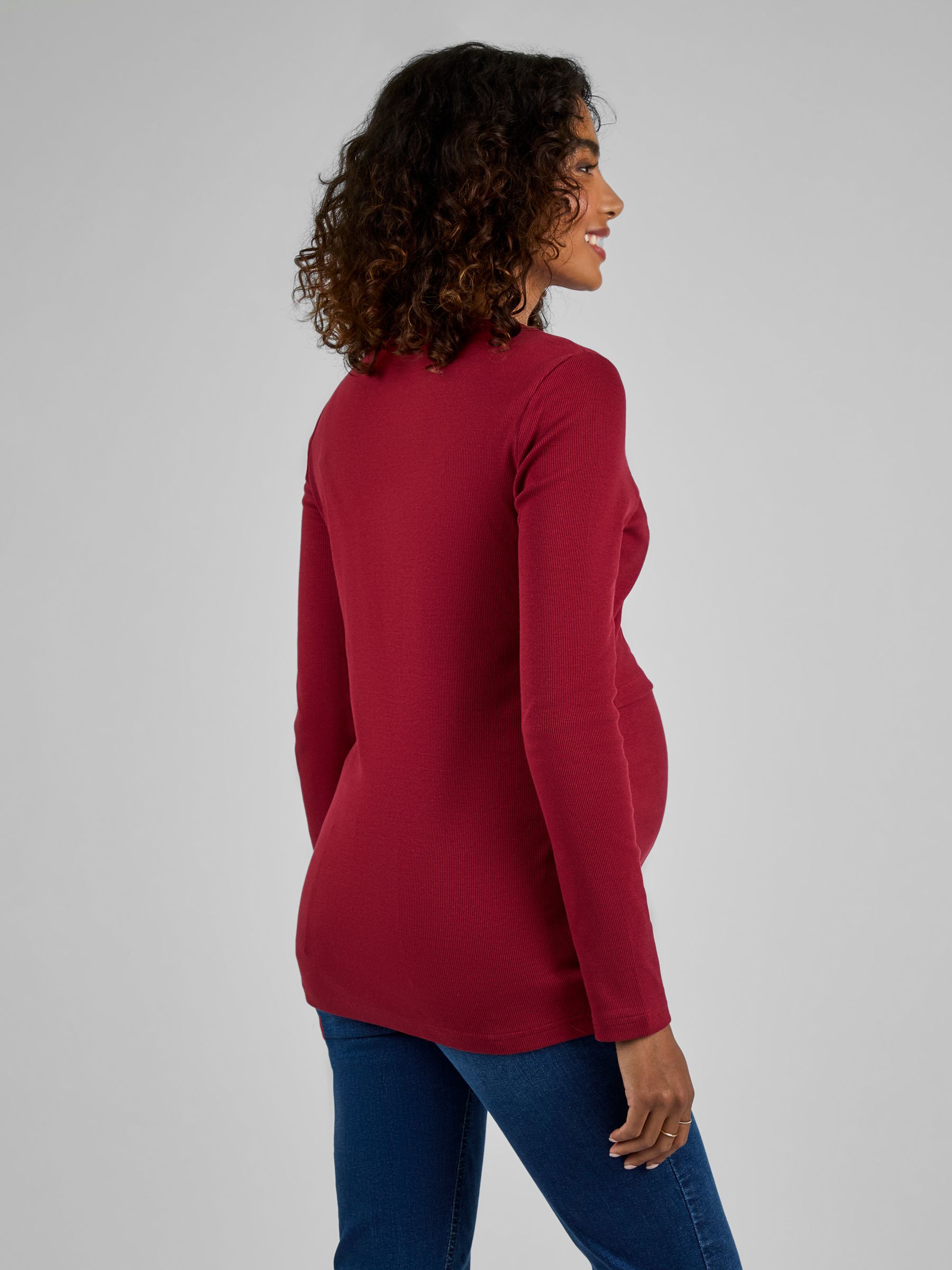Rust Red Ribbed Jersey Maternity & Nursing Top