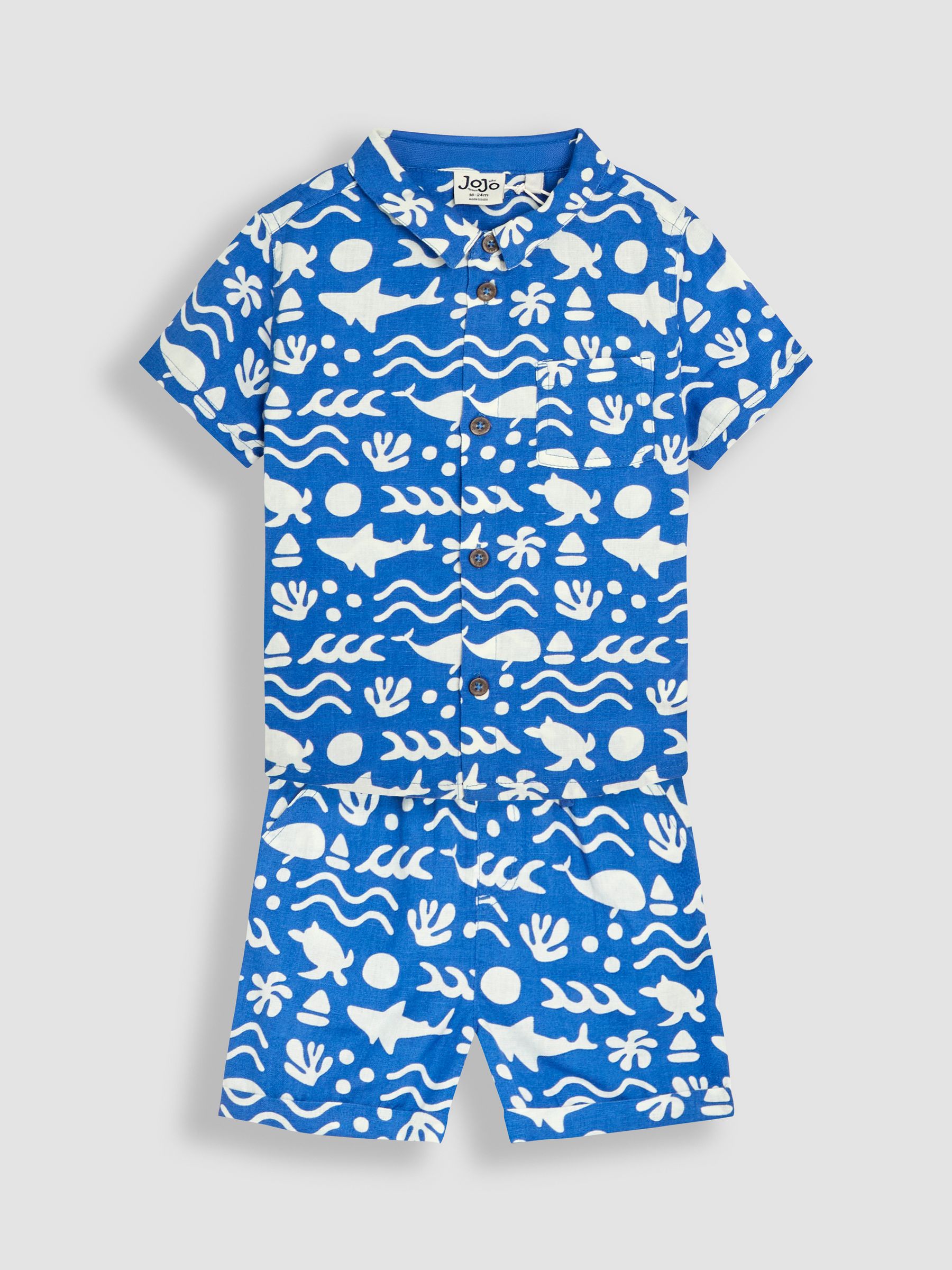 Cobalt Ocean Printed Shirt & Shorts Set 2 Piece