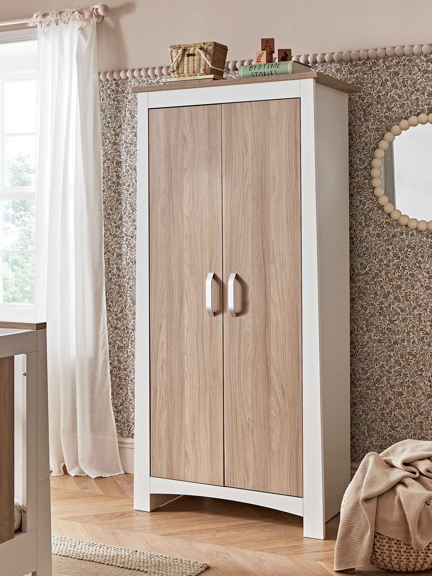 Cuddleco White Ada 2 Door Nursery Wardrobe in White and Ash