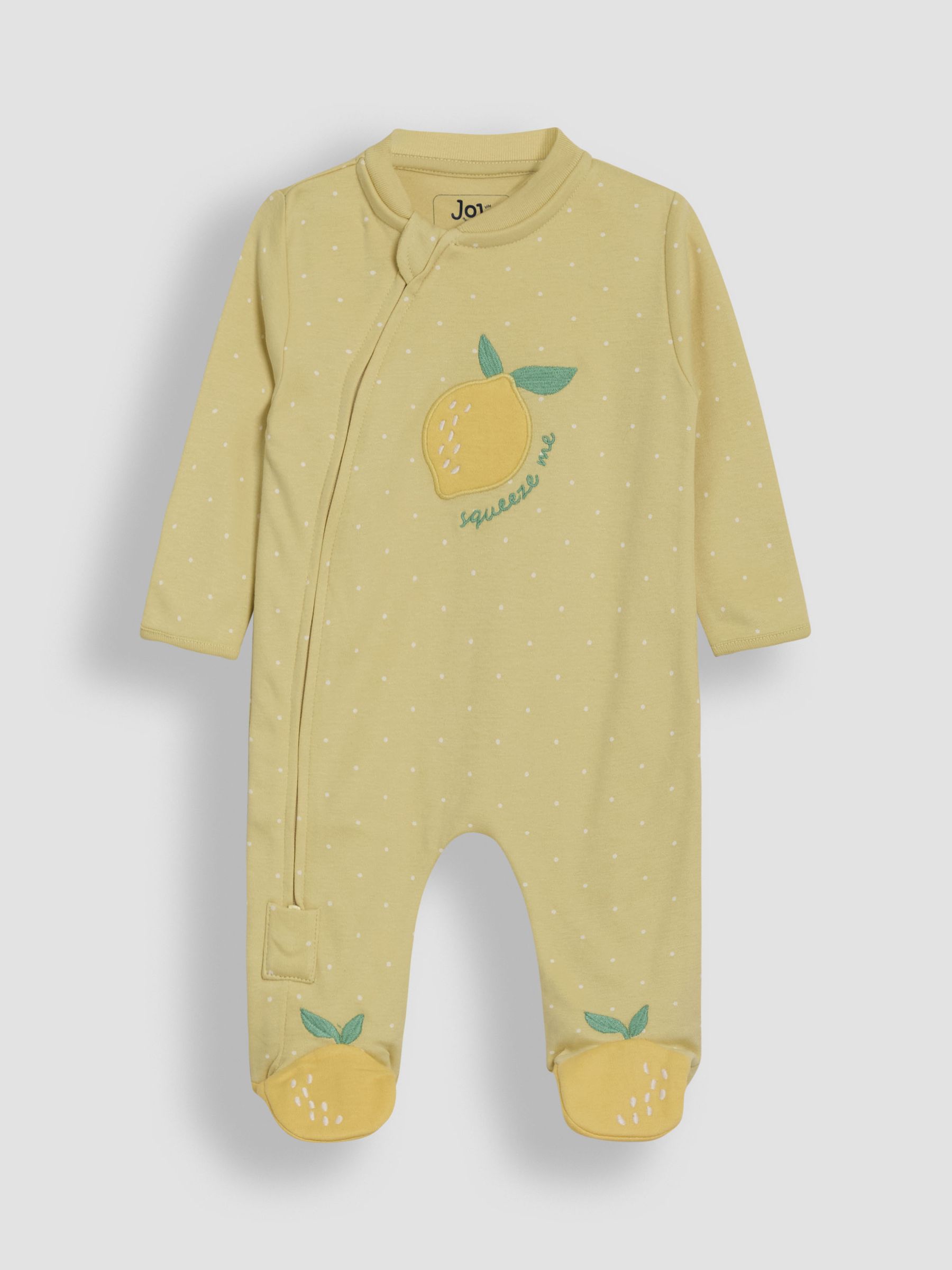 Yellow Cotton Footed Appliqué Zip Sleepsuit