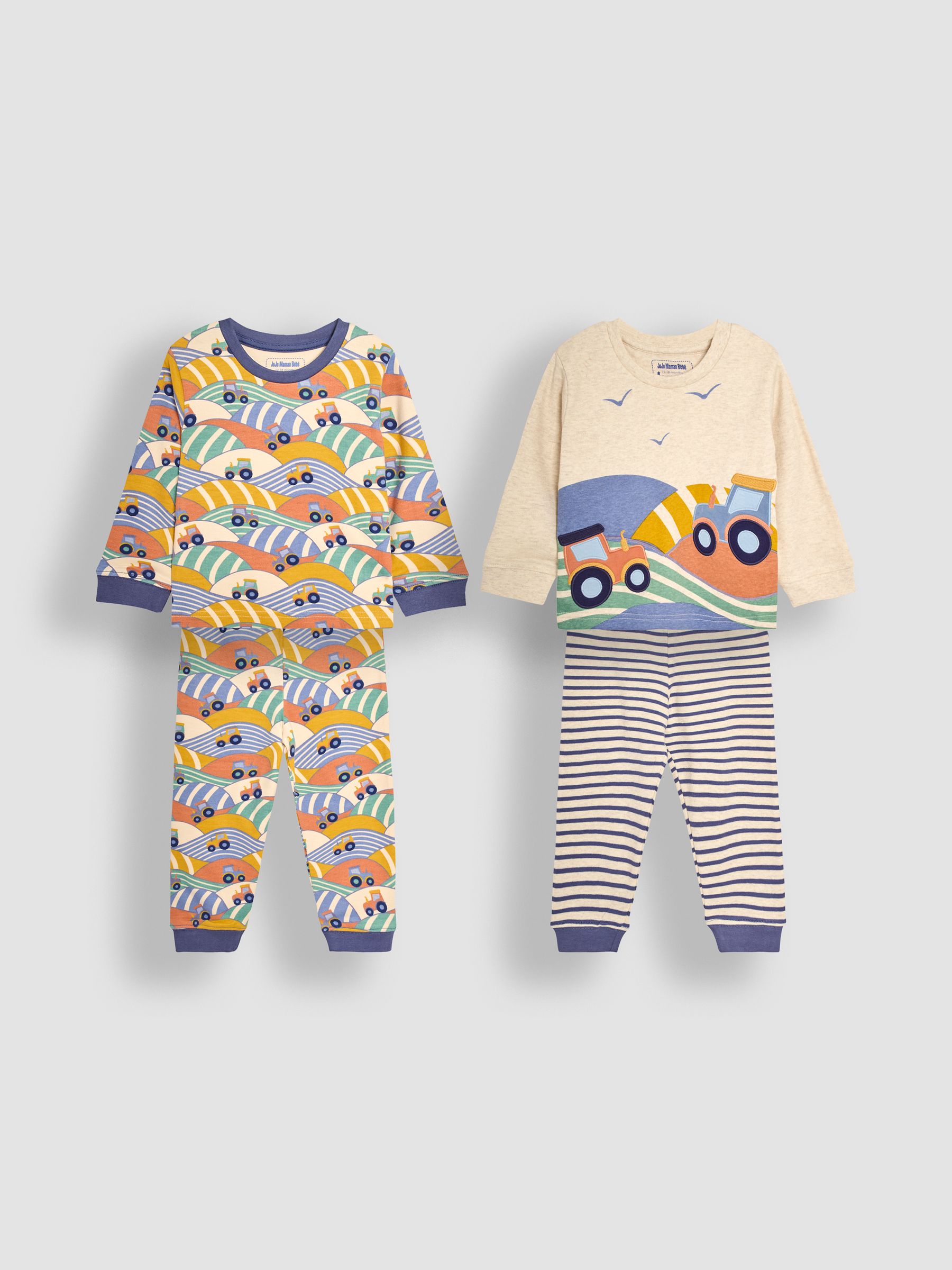 Marl Grey Tractor Jersey Pyjamas 2 Pack