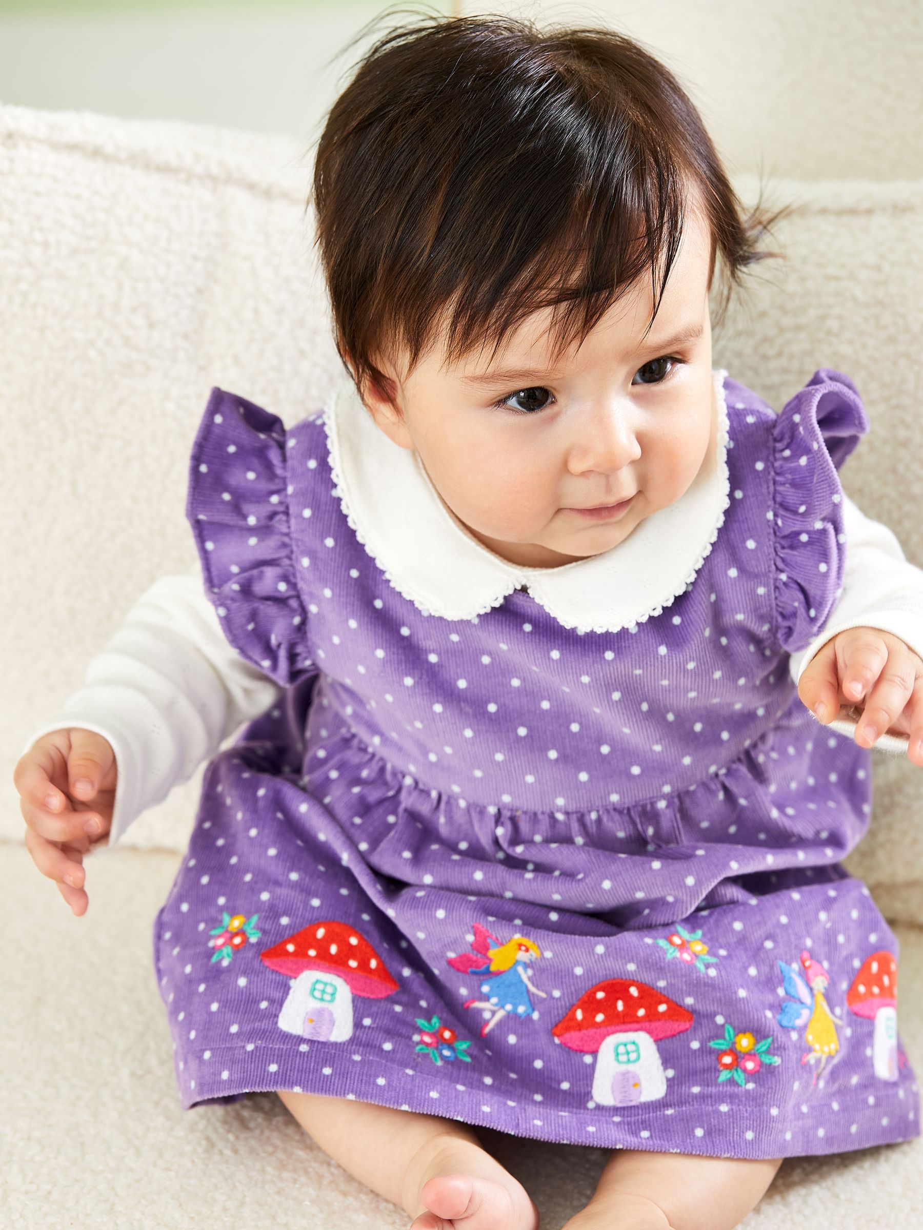 Lilac Purple Fairy Cord Embroidered Baby Dress & Body Set