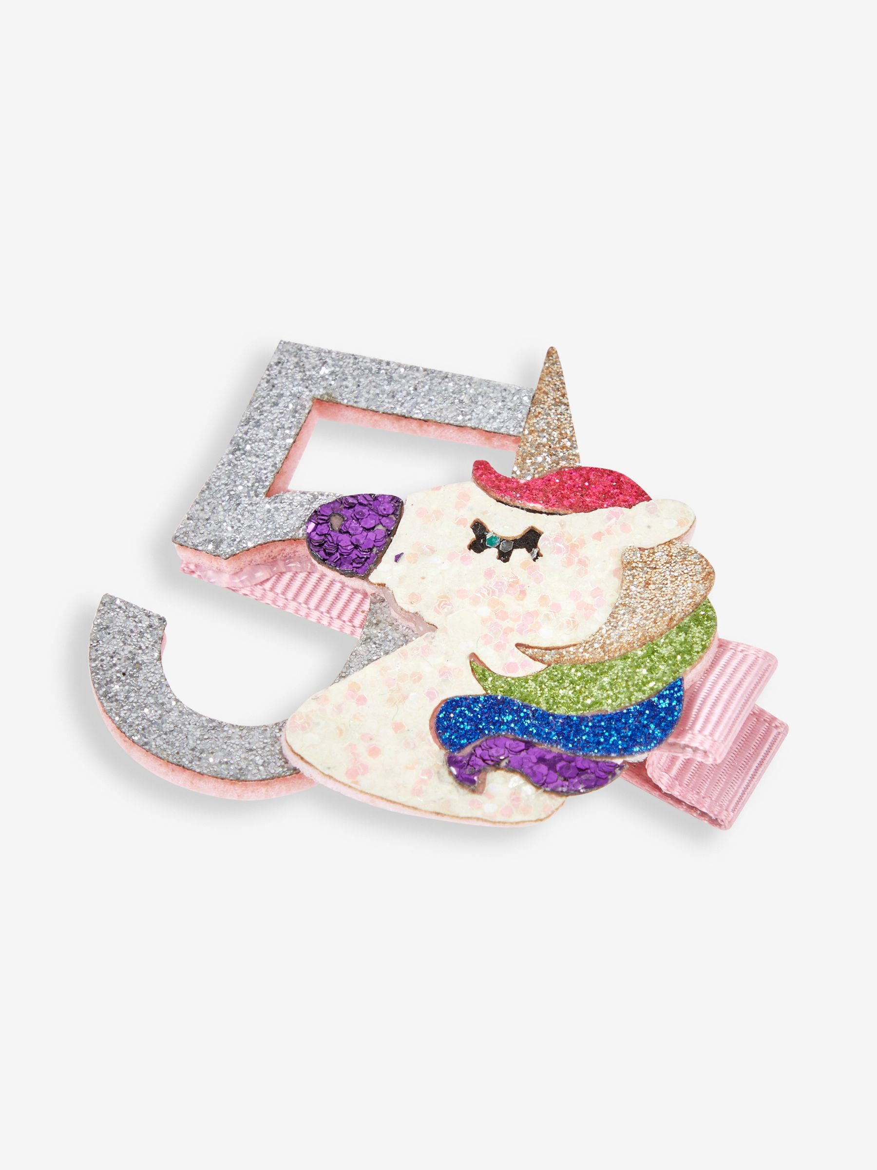 Pink 5th Birthday Glitter Clip