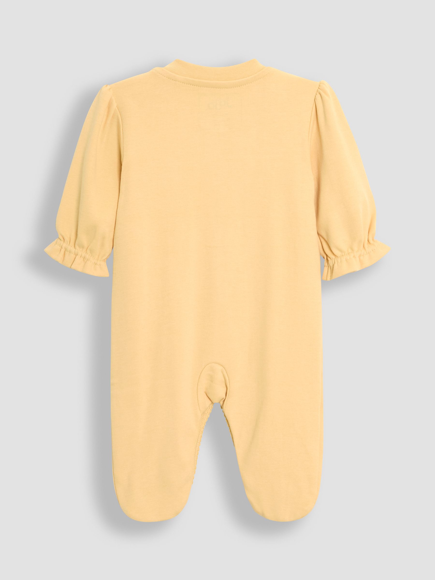 Yellow 100% Cotton Popper Footed Embroidered Sleepsuit