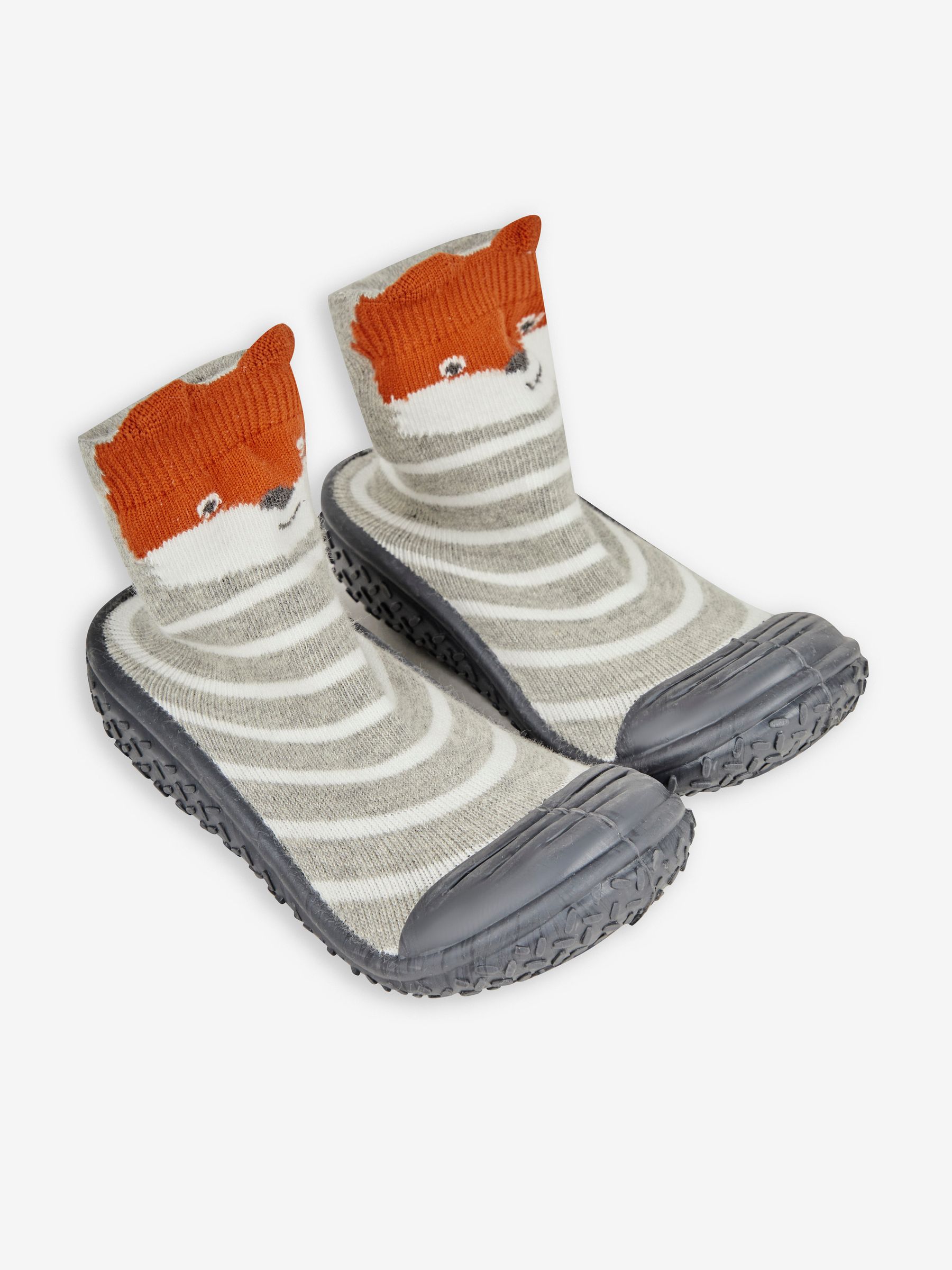 Grey Indoor Outdoor Fox Slipper Socks