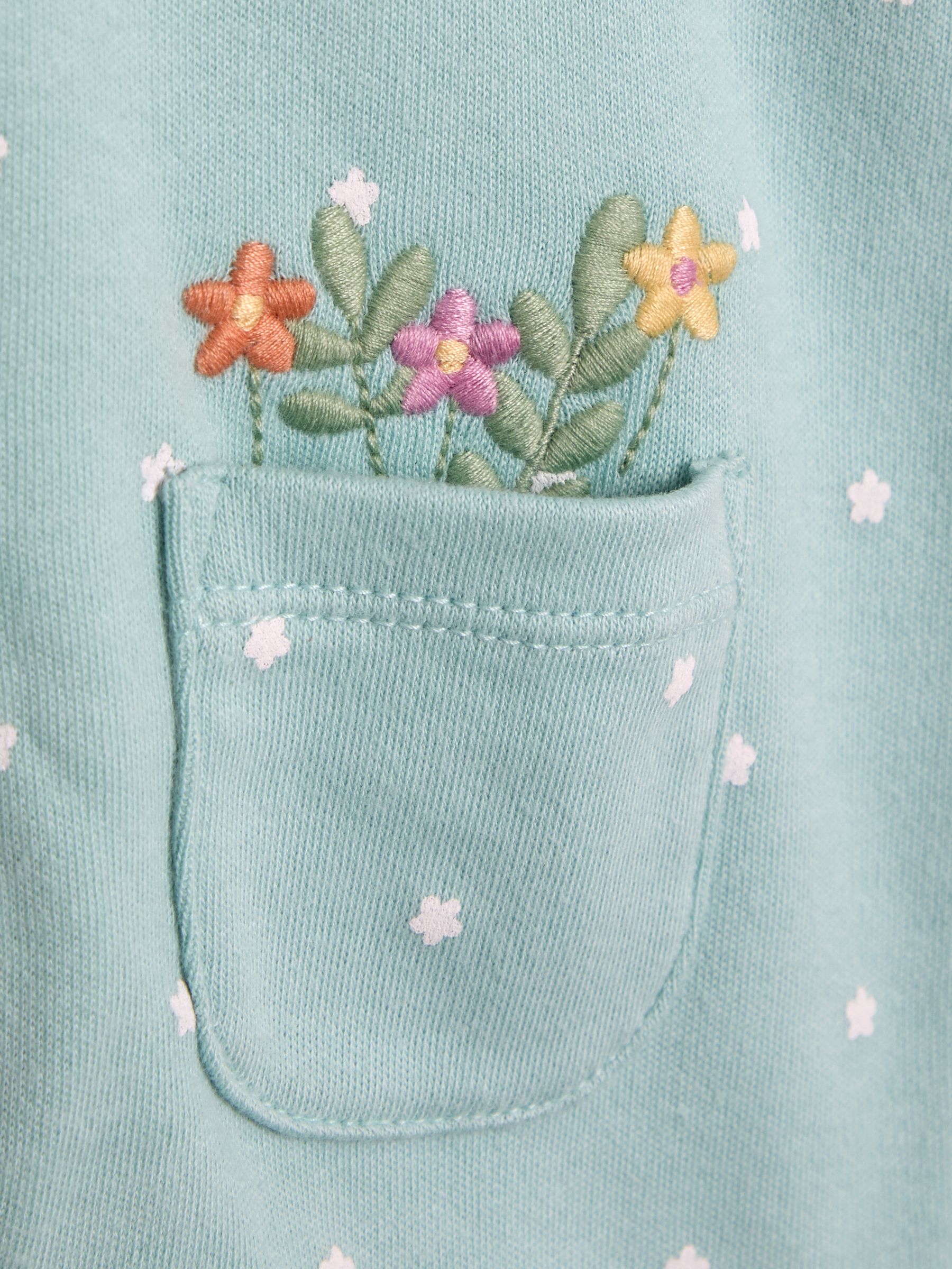 Duck Egg 100% Cotton Footed Appliqué Popper Sleepsuit