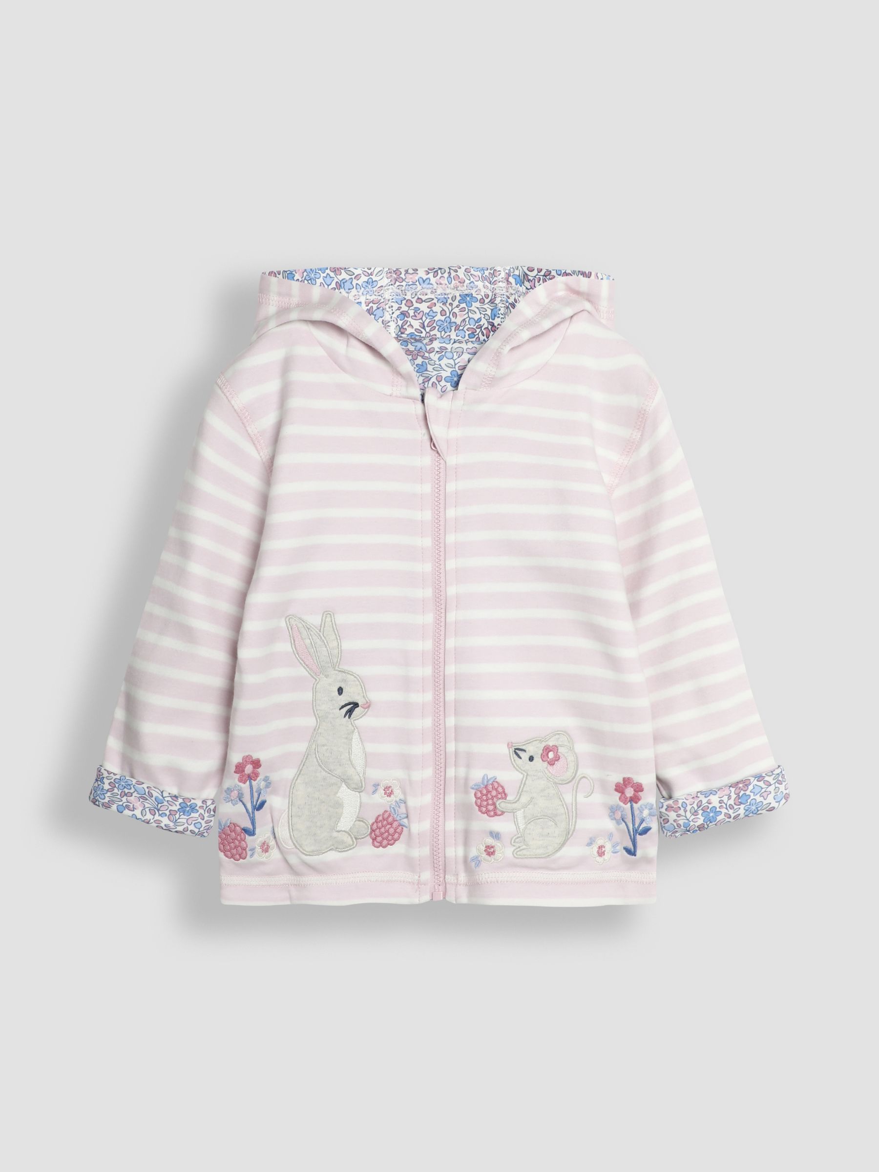 Pink Bunny & Mouse Appliqué Reversible Hoodie
