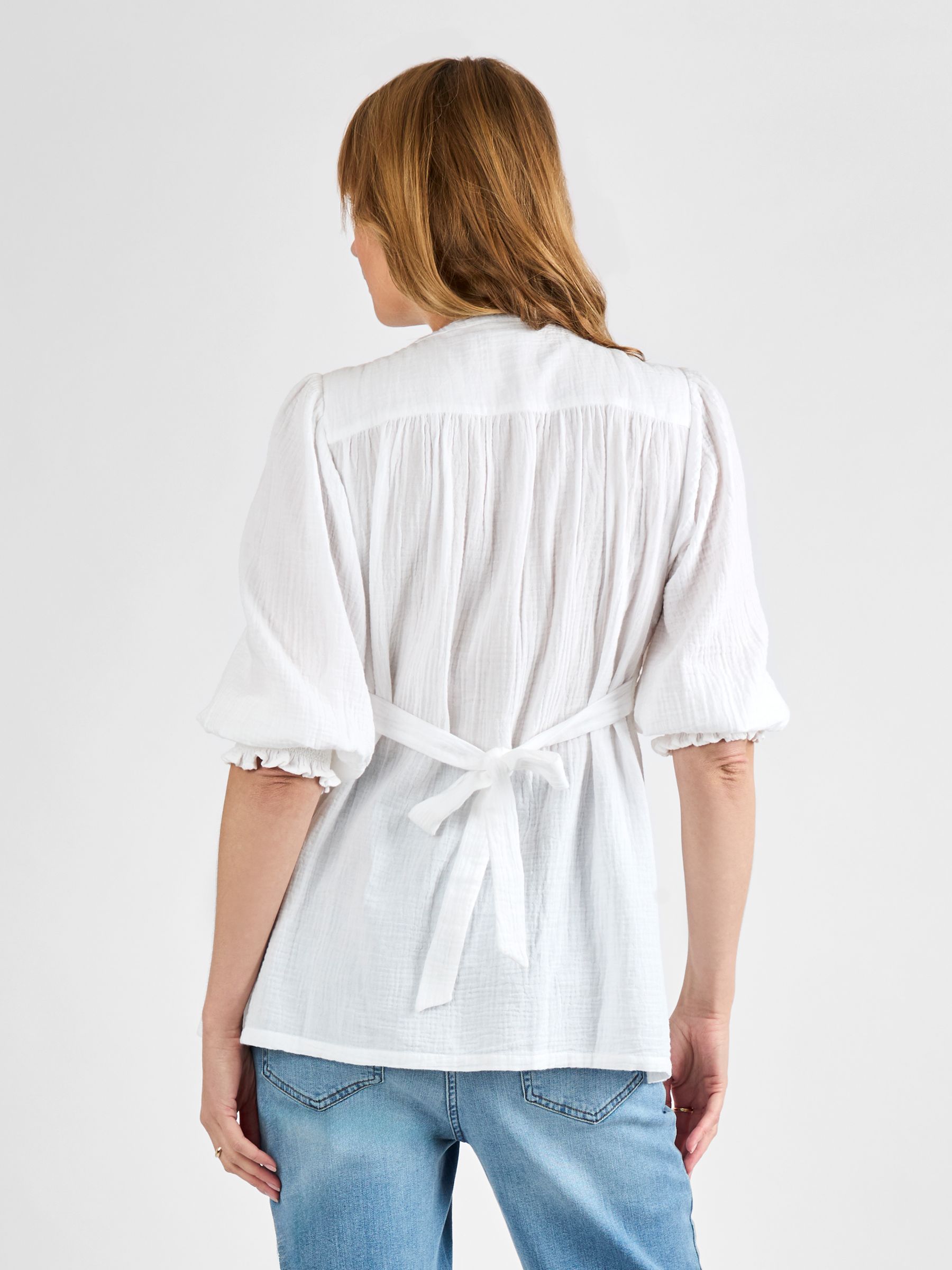 White Button Through Textured Maternity Blouse