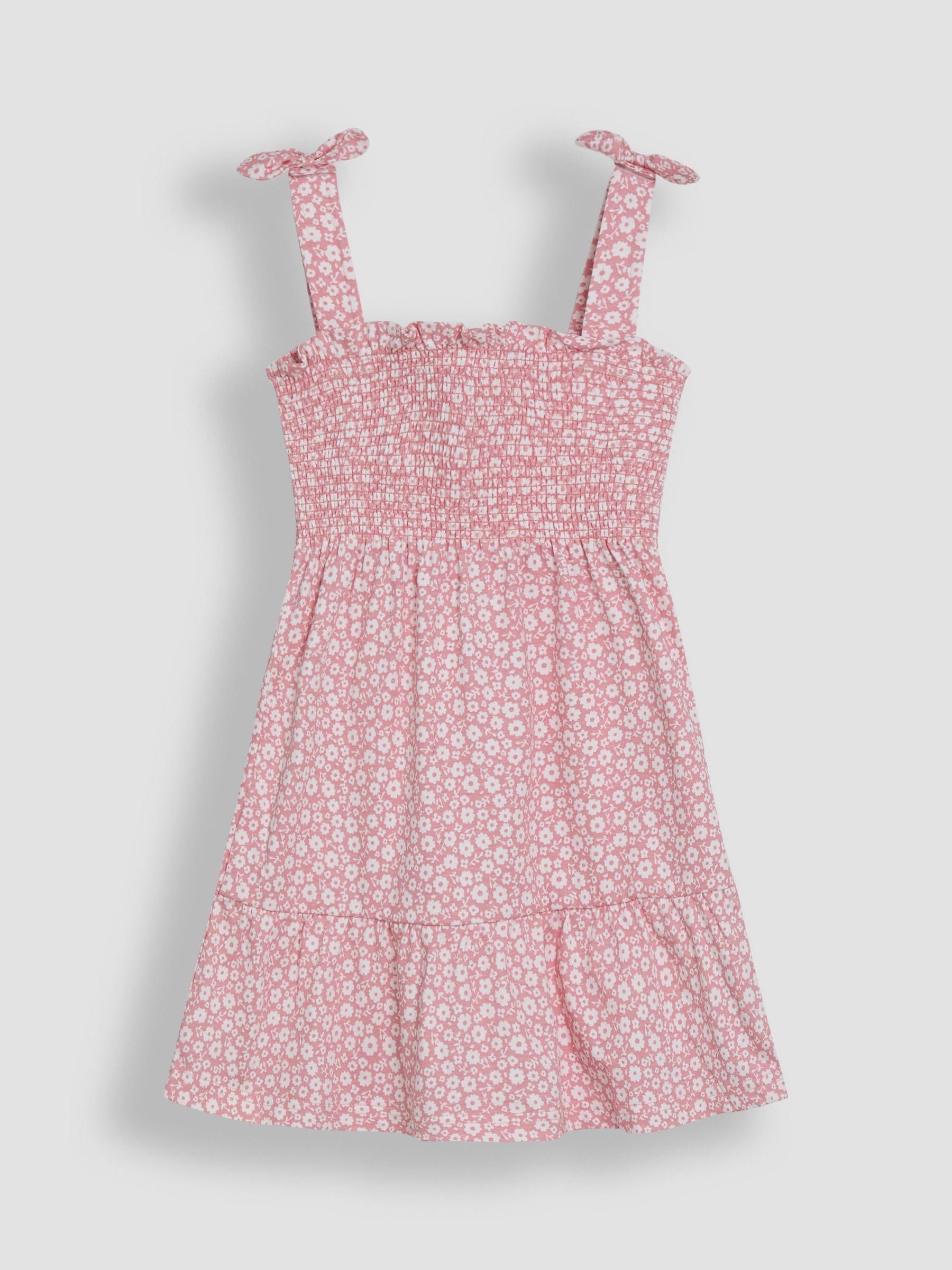 Pink Floral Smocked Pretty Sun Dress With Headband