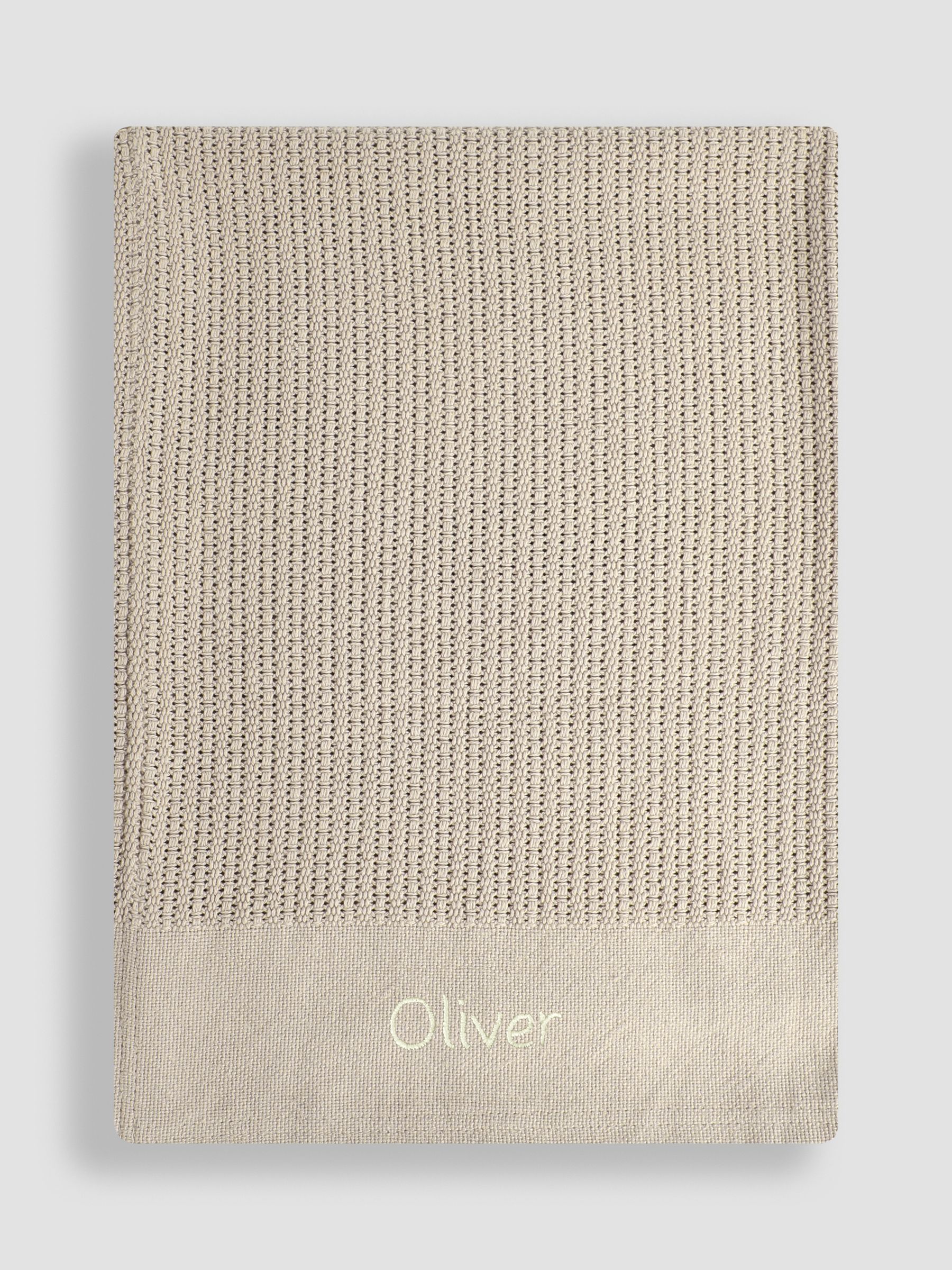 Personalised Oatmeal Woven Cellular Blanket