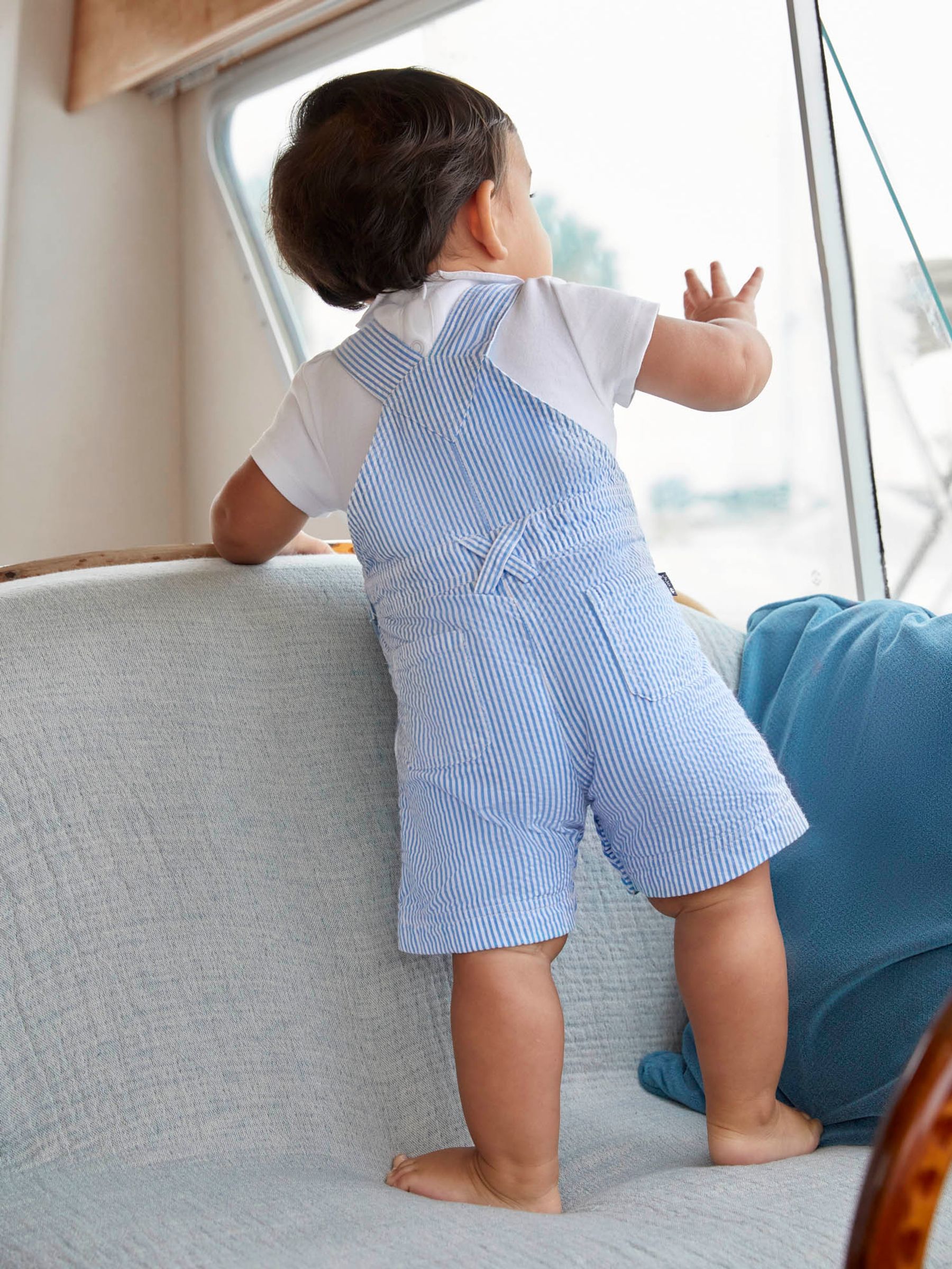 Natural Stone Seersucker Stripe Dungarees
