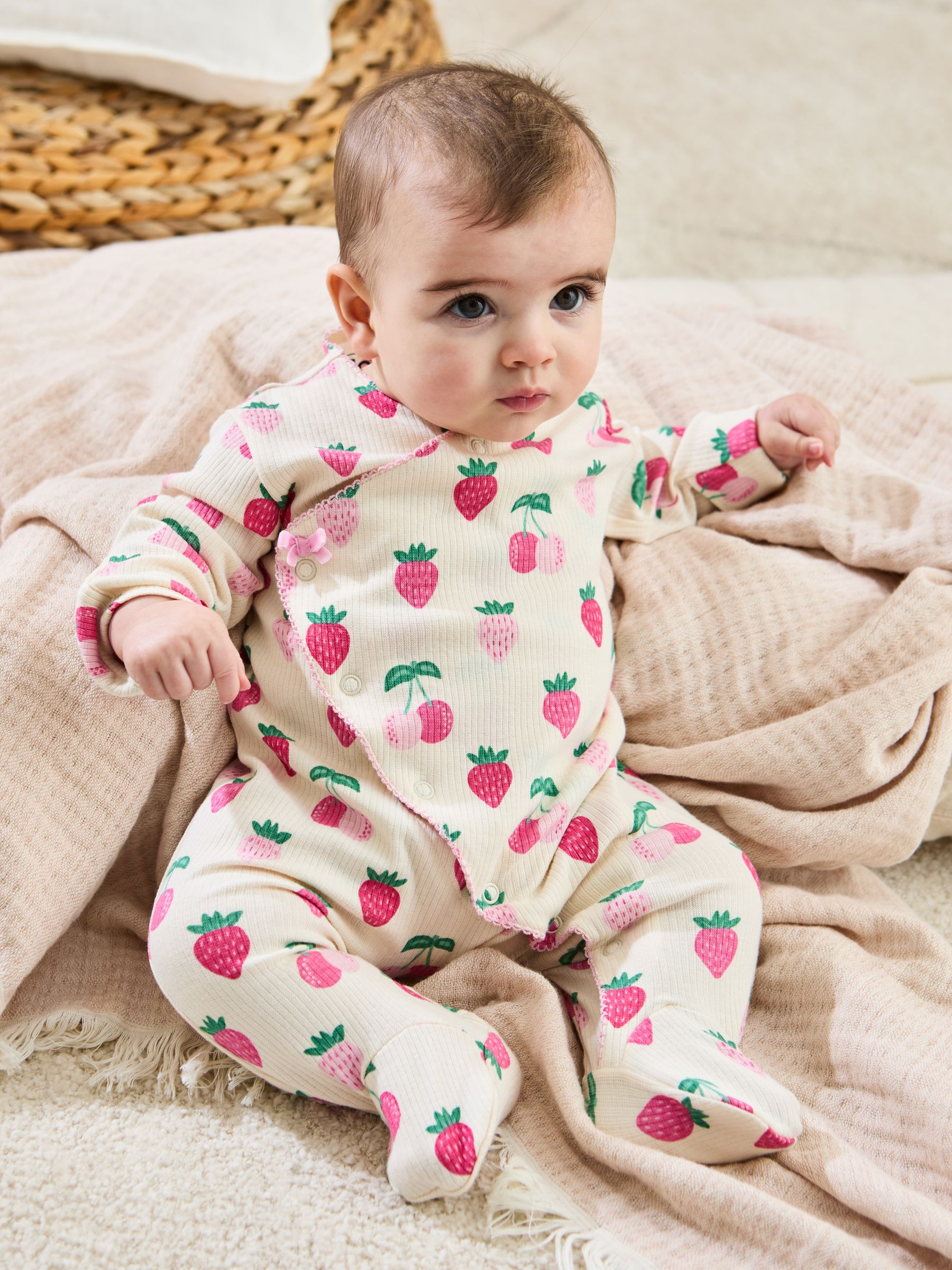 Cream Cotton Footed Cross-Over 100% Cotton Sleepsuit