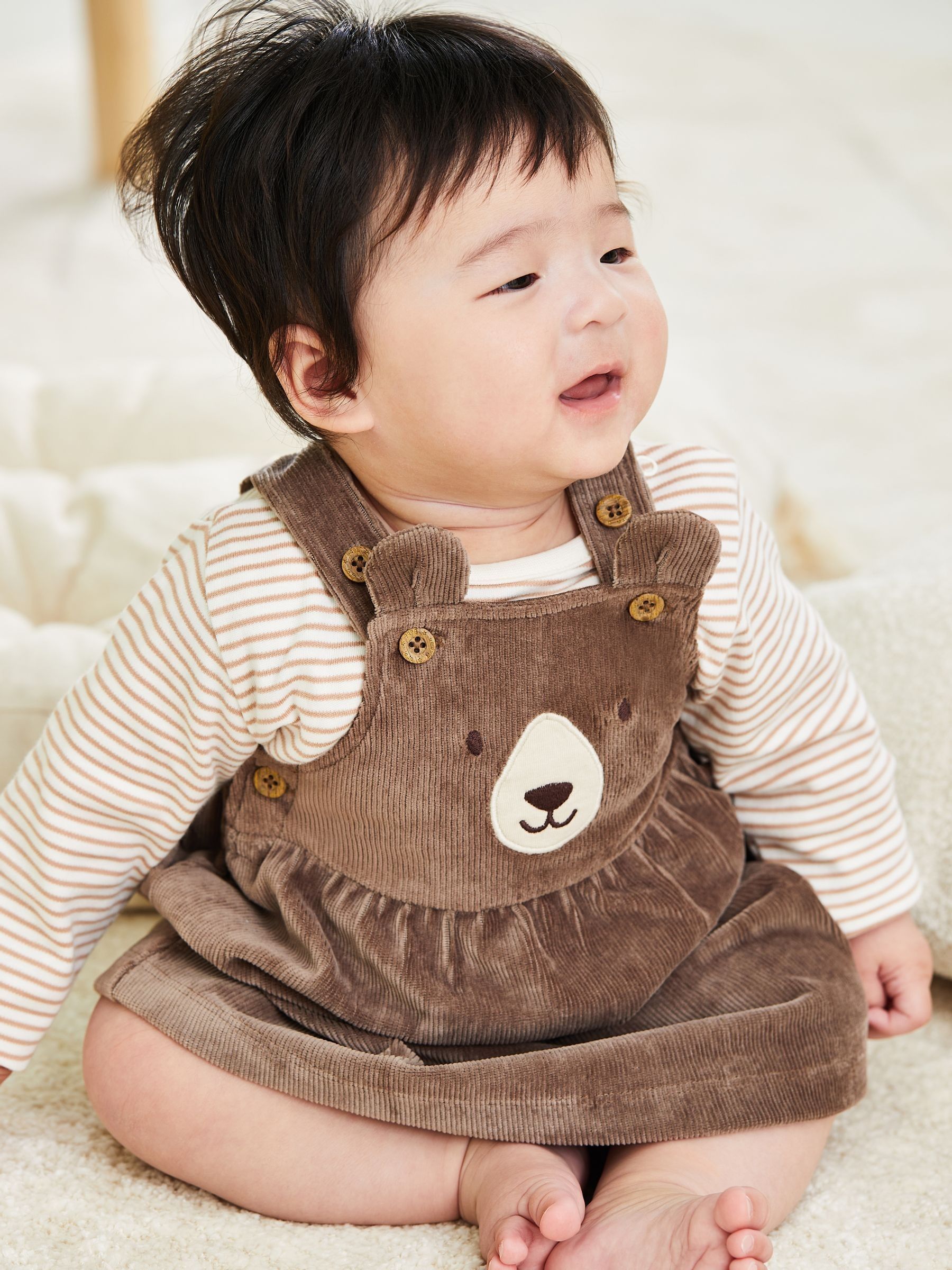 Fawn Bear Velour Pinafore Dress And Top Set 2 Pack